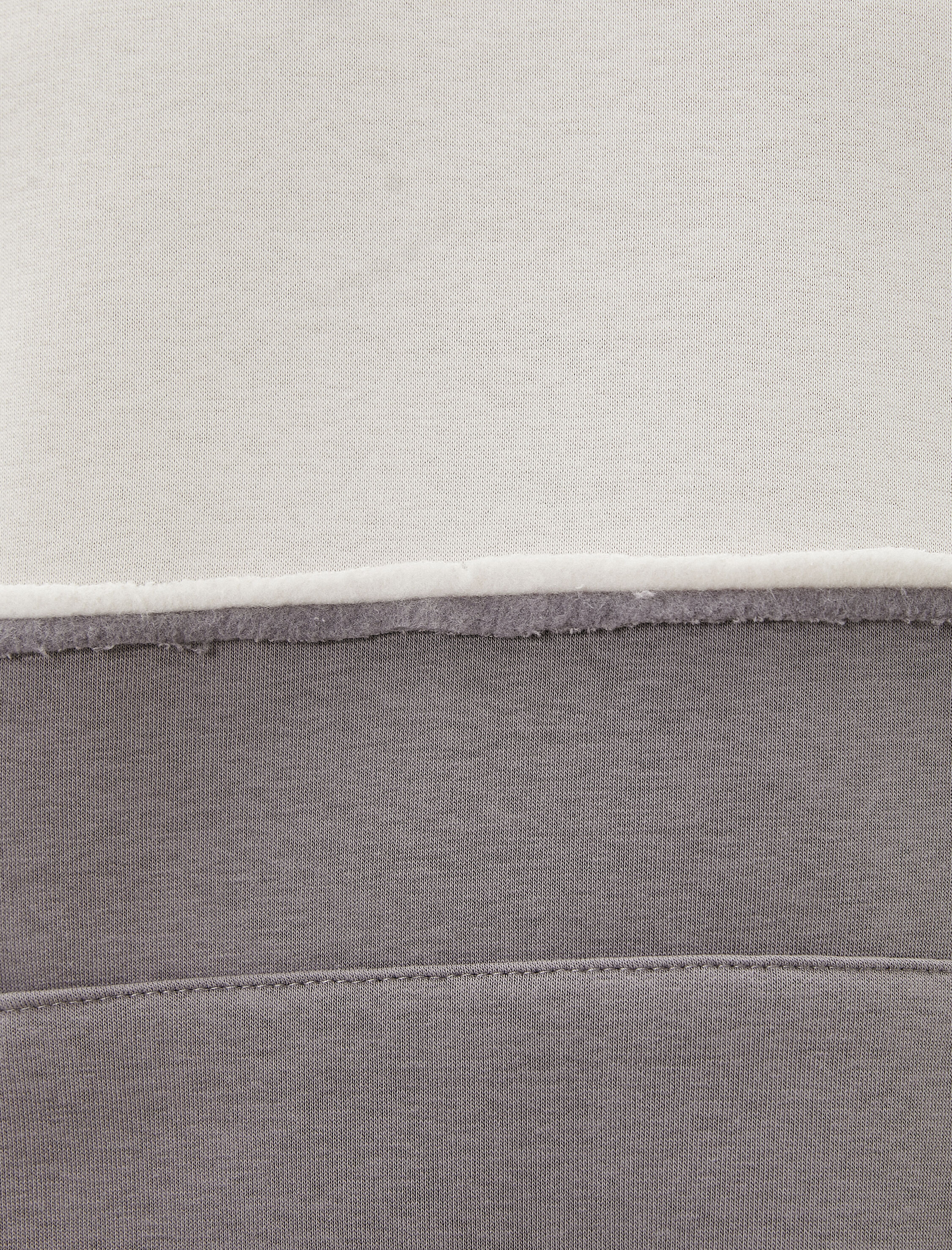 Oversize Kapşonlu Sweatshirt Dikiş Detaylı Kanguru Cepli Renk Bloklu Şardonlu