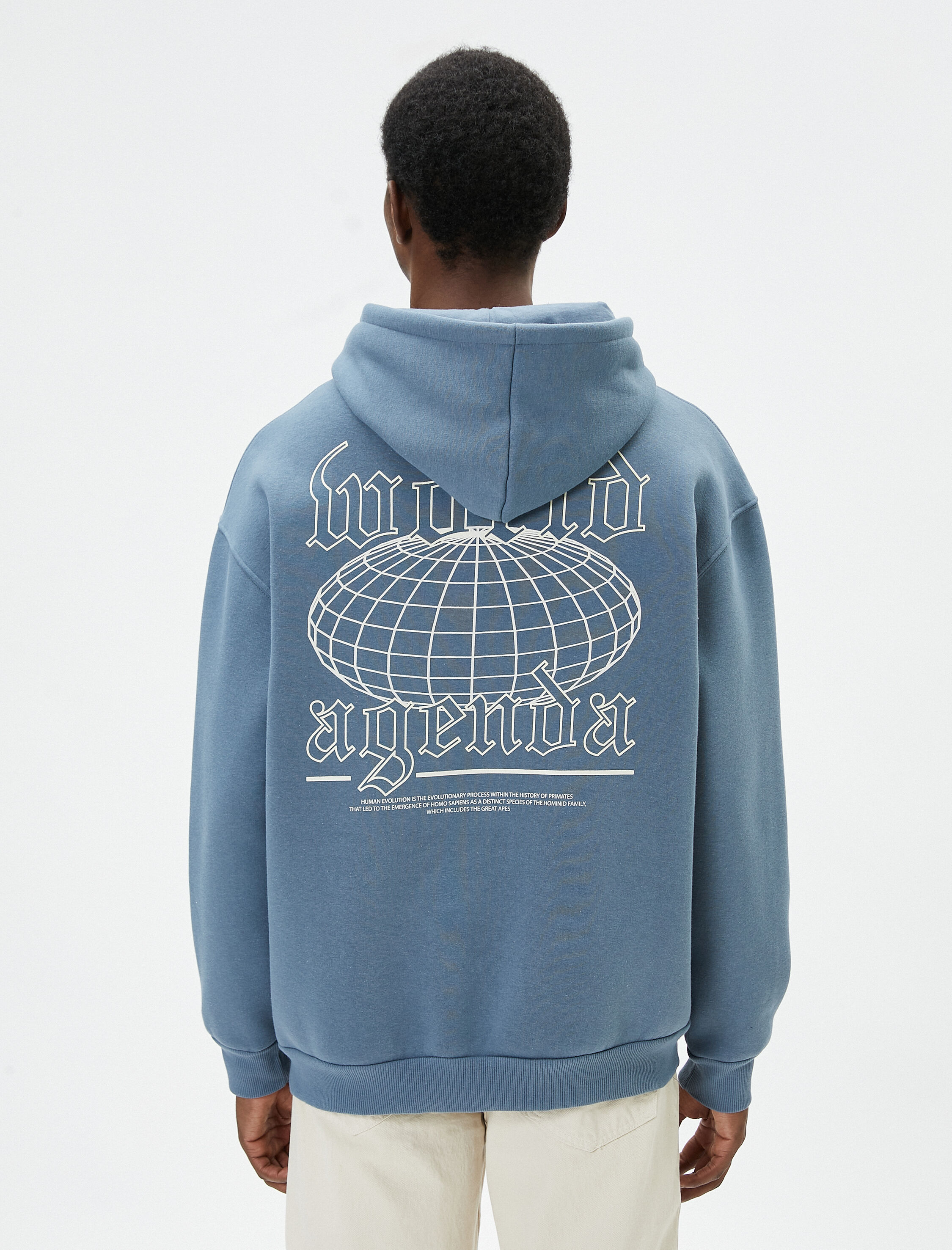   Oversize Sweatshirt Kapşonlu Arkası Baskılı Sloganlı Şardonlu