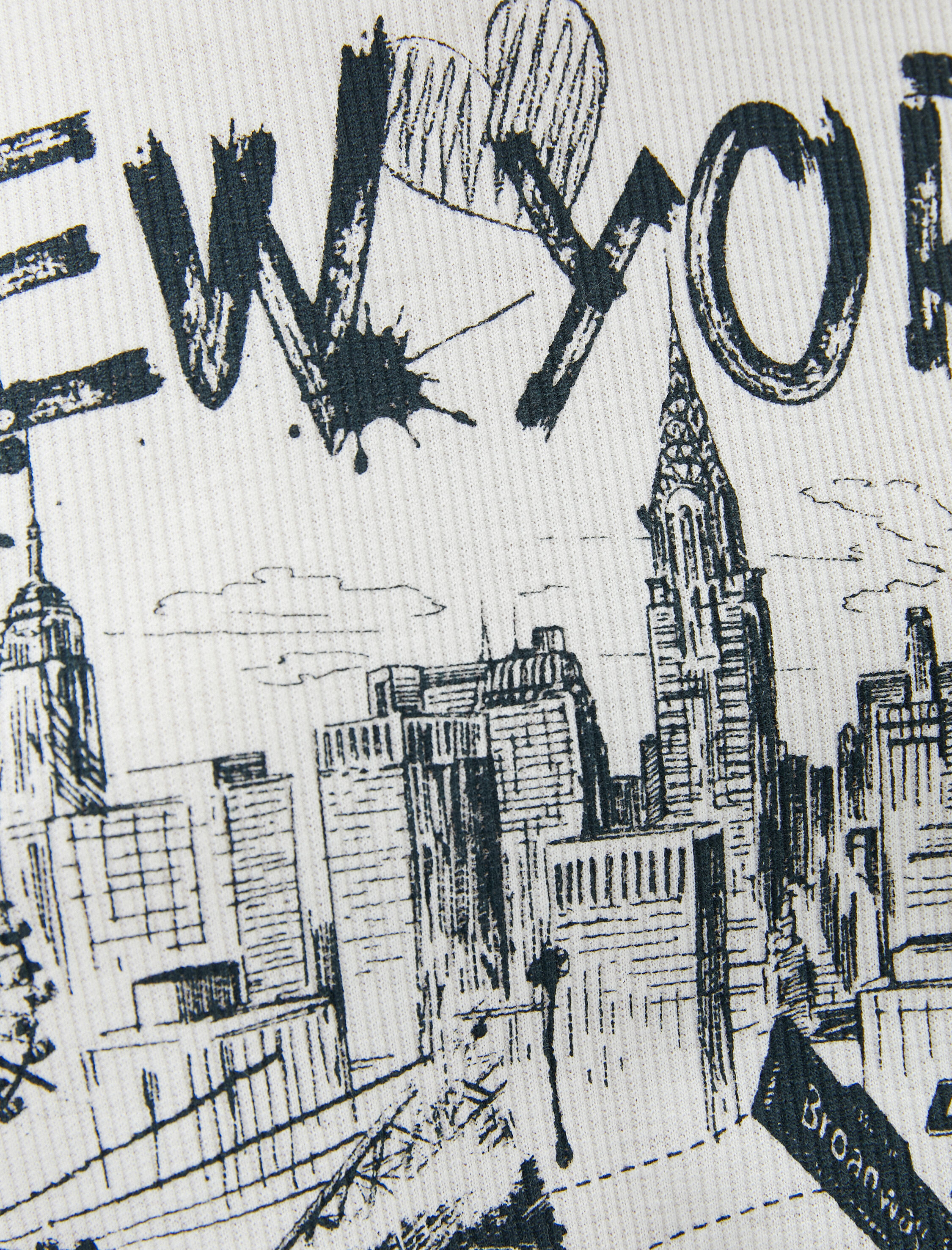   Uzun Kollu New York Tişört Baskılı Bisiklet Yaka Slim Fit Viskoz Kumaş Karışımlı