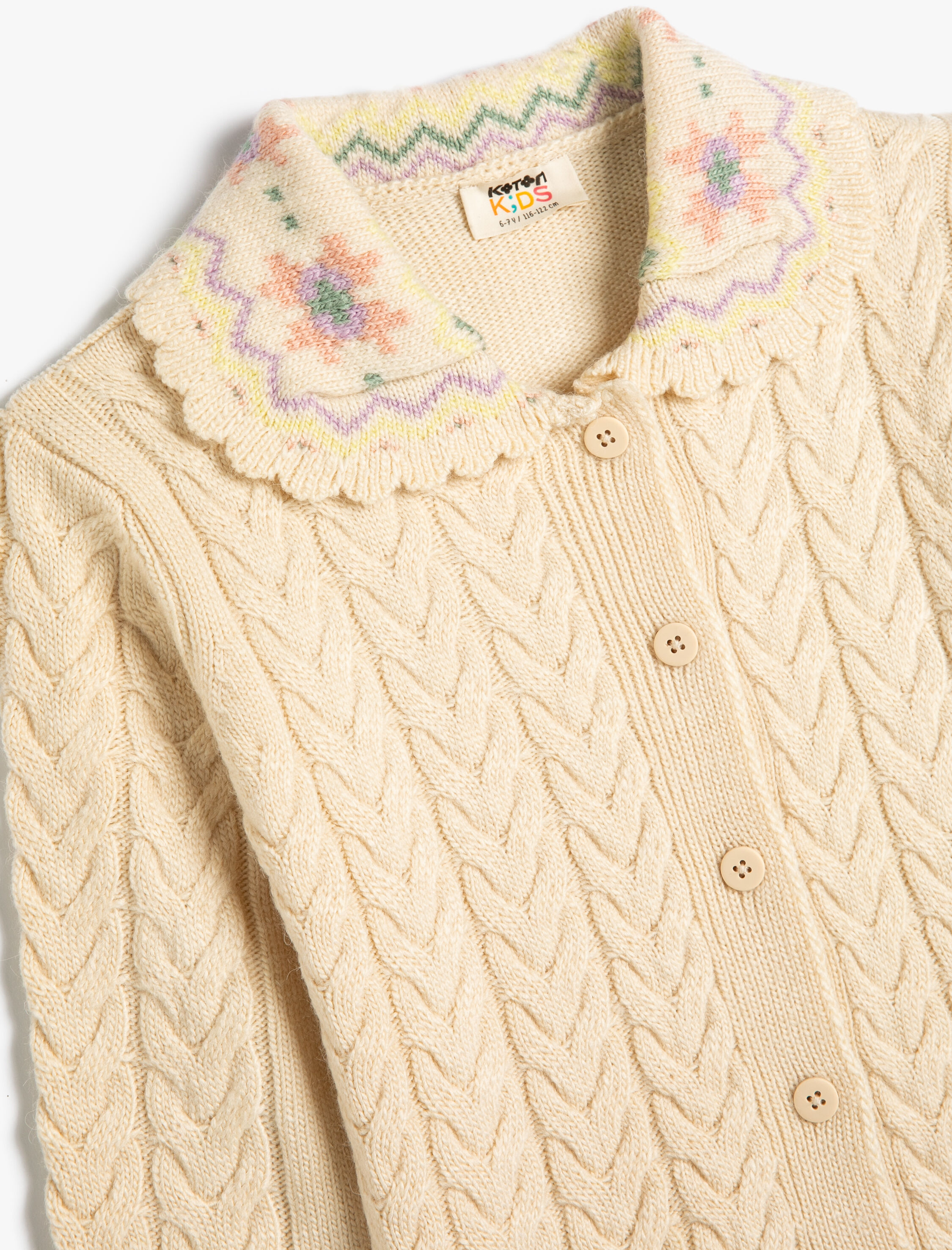  Kız Çocuk Bebe Yaka Örme Düğme Detaylı Hırka