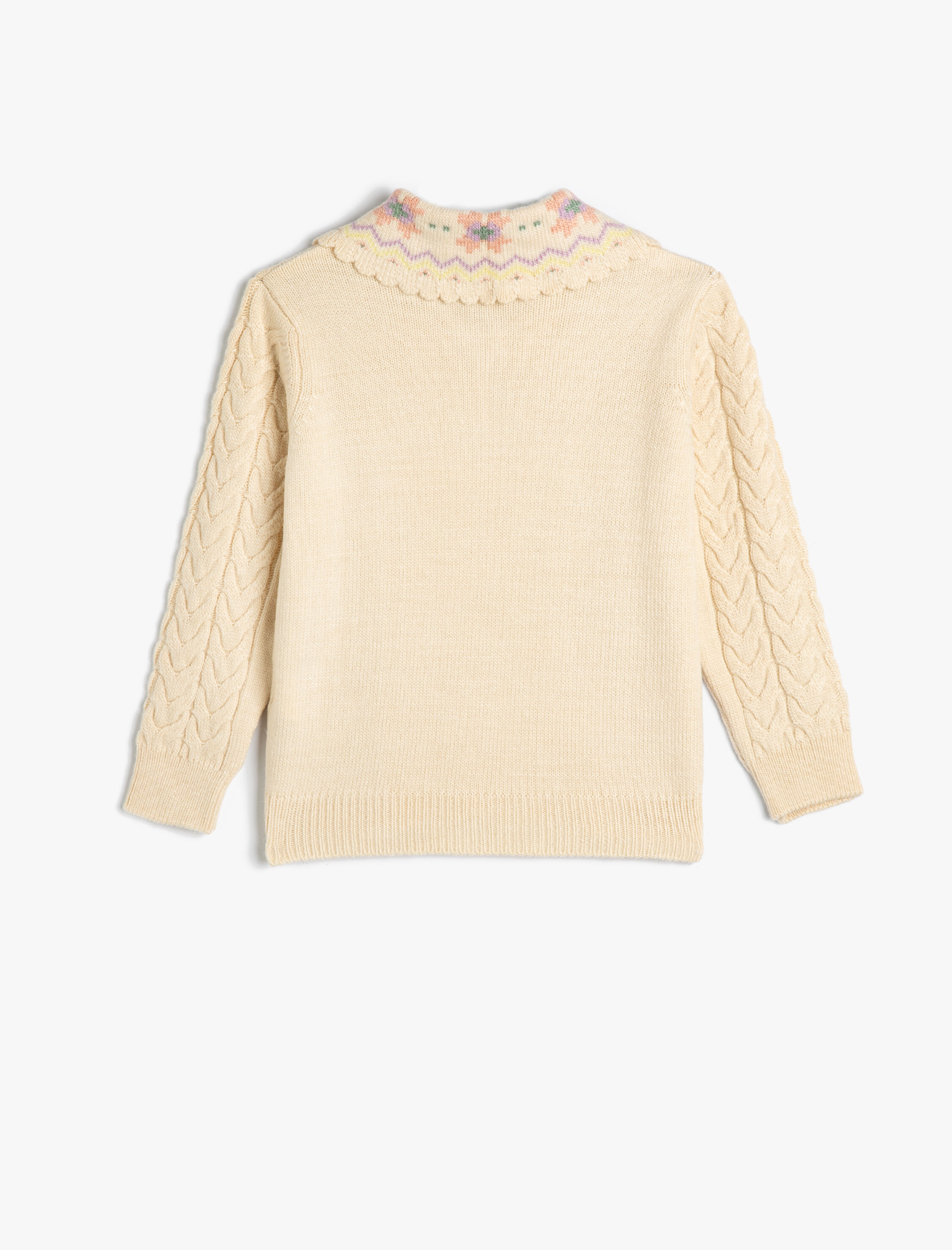  Kız Çocuk Bebe Yaka Örme Düğme Detaylı Hırka