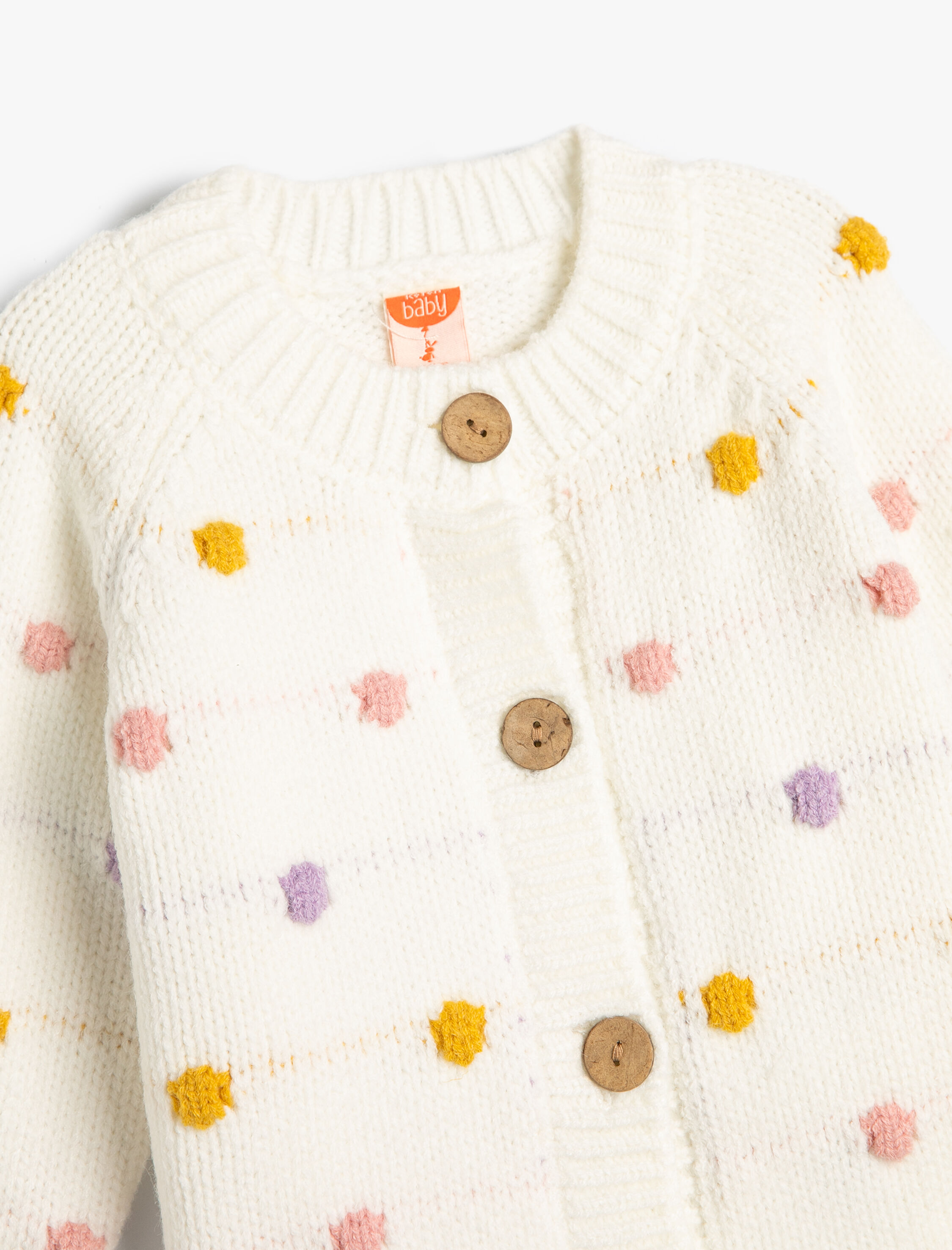  Kız Bebek Puantiyeli Hırka Düğmeli Dik Yaka