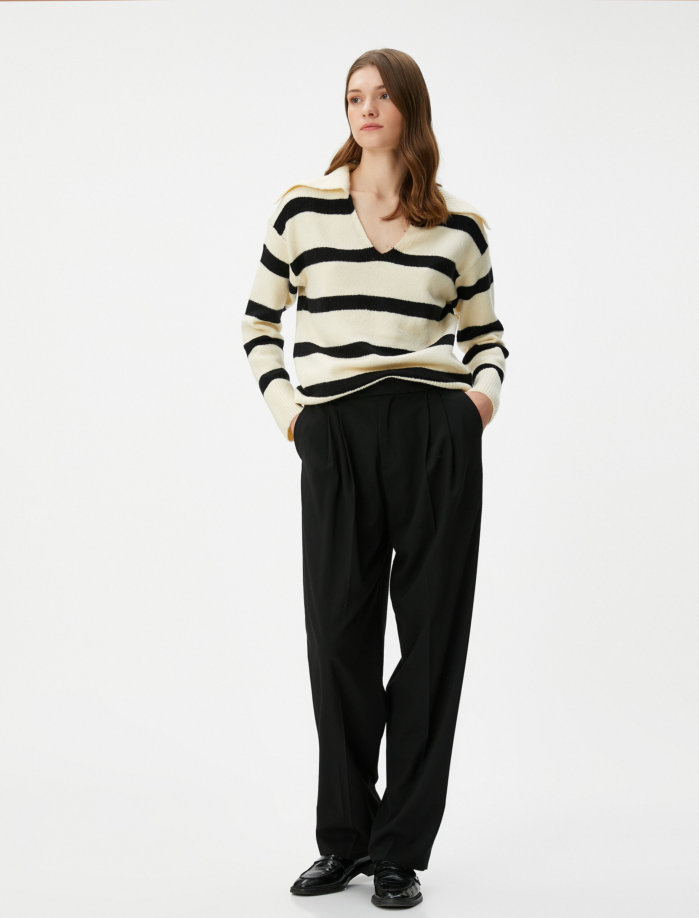   Polo Yaka Kazak Örgü Akrilik Karışımlı