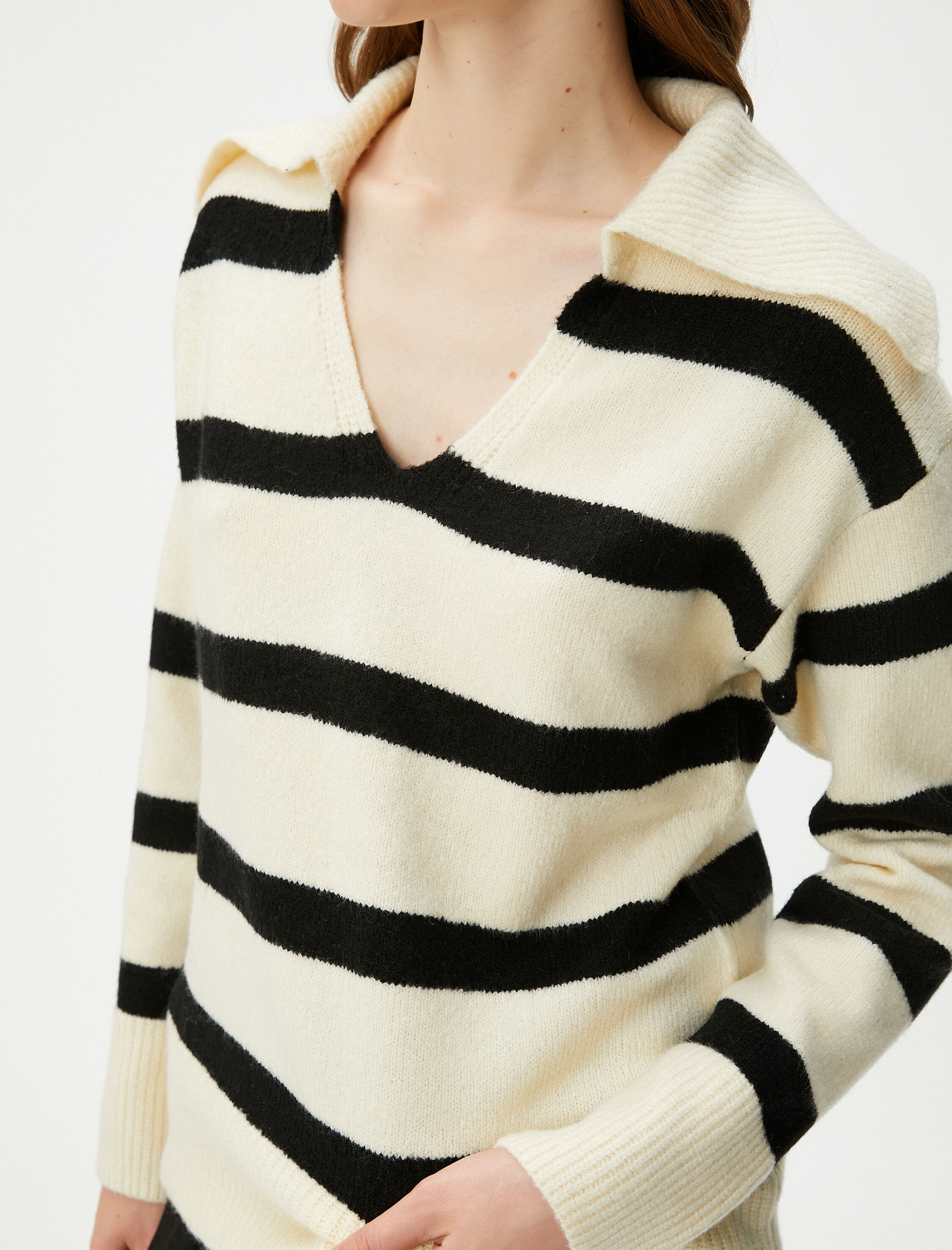   Polo Yaka Kazak Örgü Akrilik Karışımlı