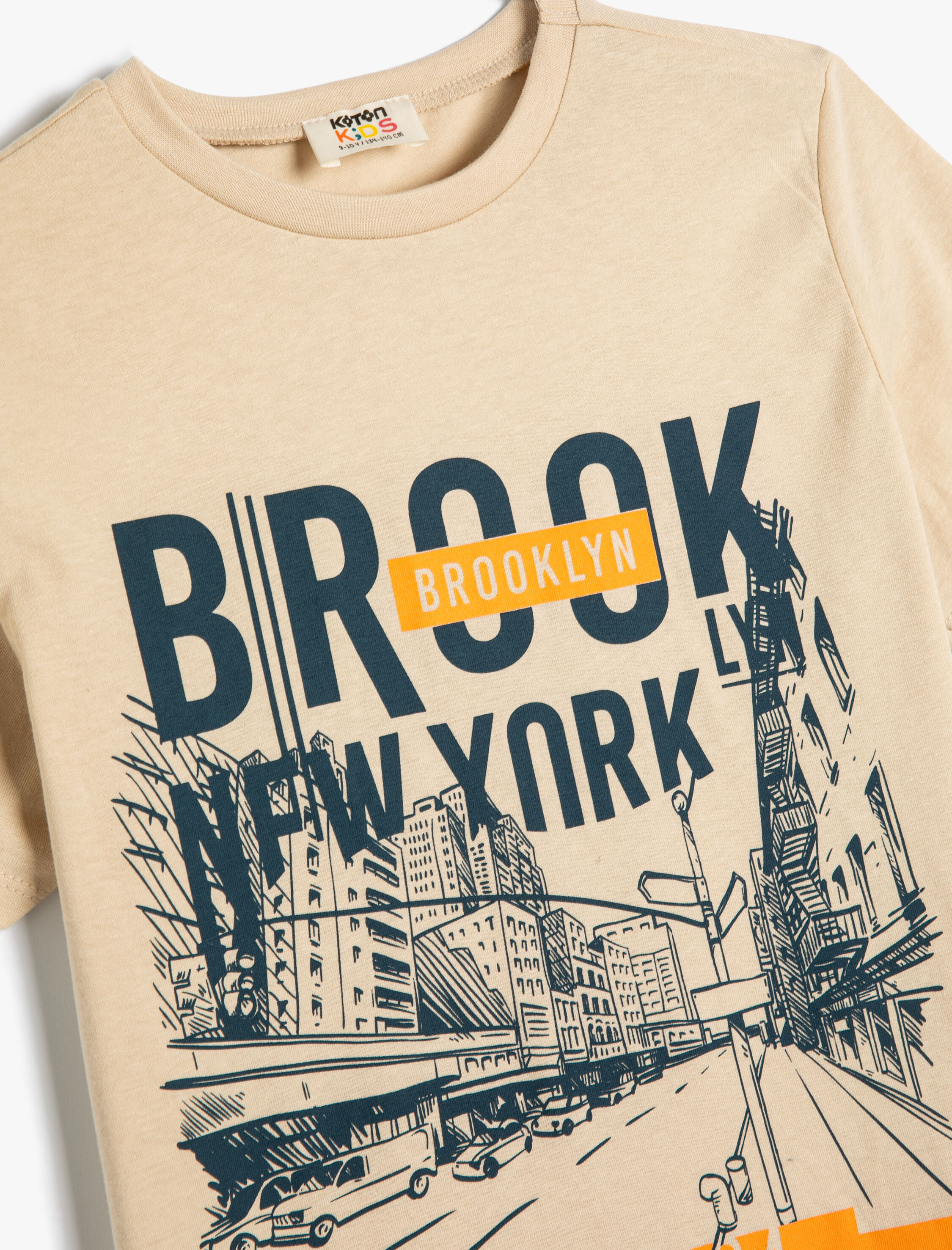  Erkek Çocuk Tişört New York Baskılı Kısa Kollu Bisiklet Yaka Pamuklu