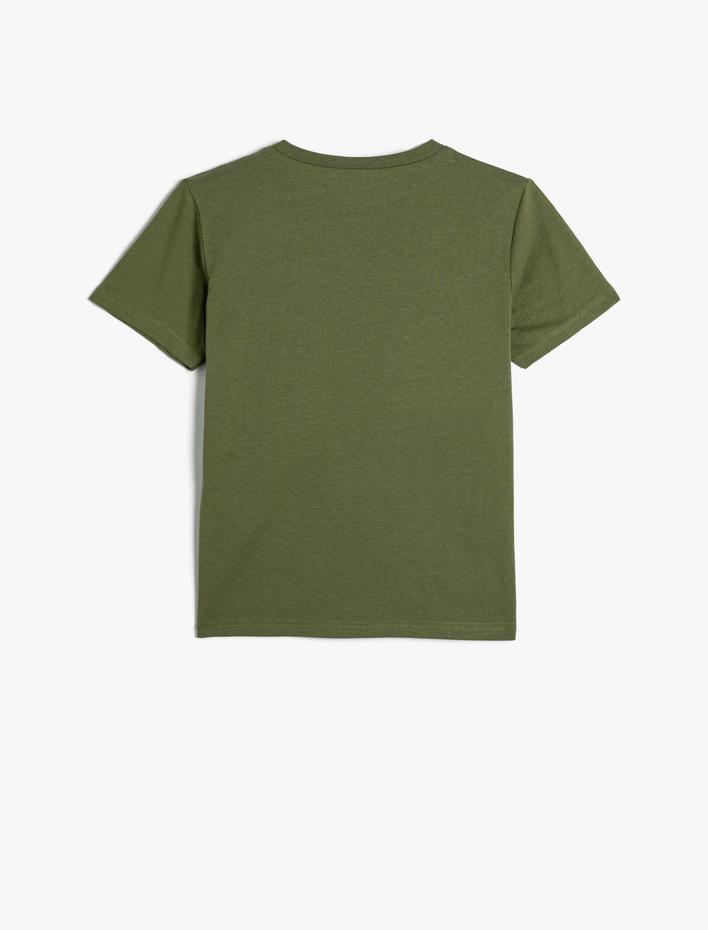 Erkek Çocuk Dinozorlu Tişört Kısa Kollu Bisiklet Yaka Pamuklu