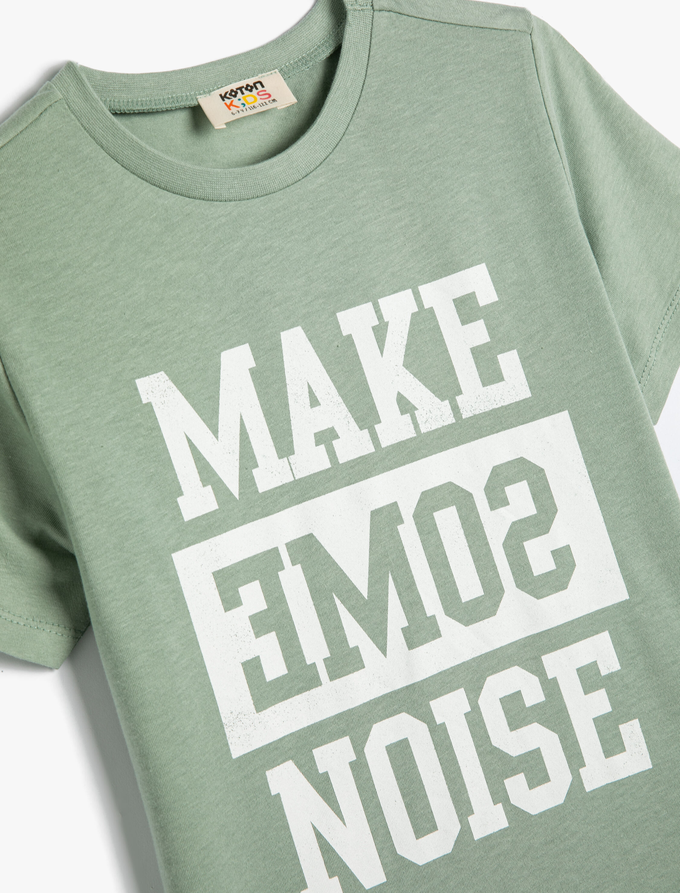  Erkek Çocuk Tişört Slogan Baskılı Kısa Kollu Bisiklet Yaka Pamuklu