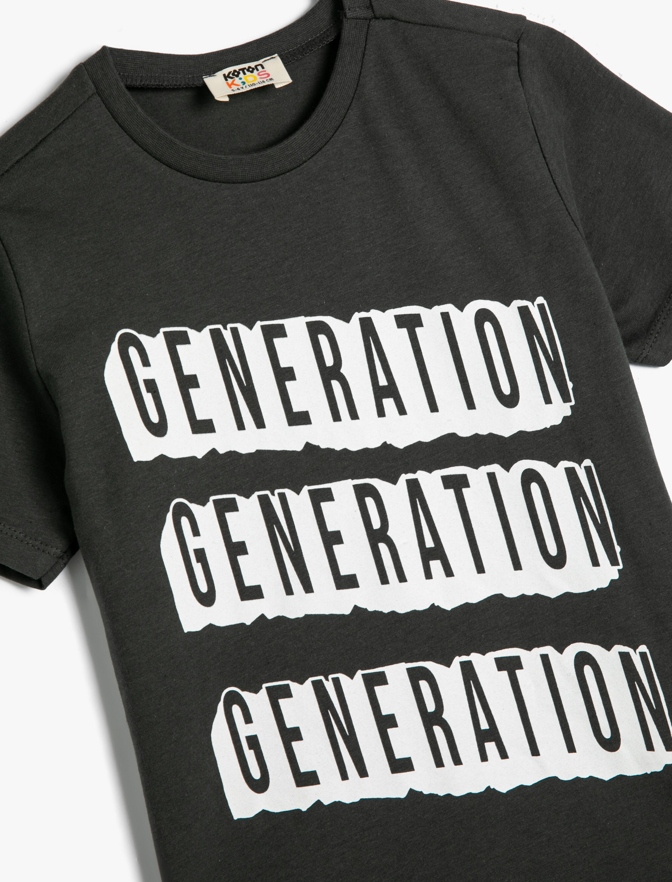  Erkek Çocuk Tişört Slogan Baskılı Kısa Kollu Bisiklet Yaka Pamuklu