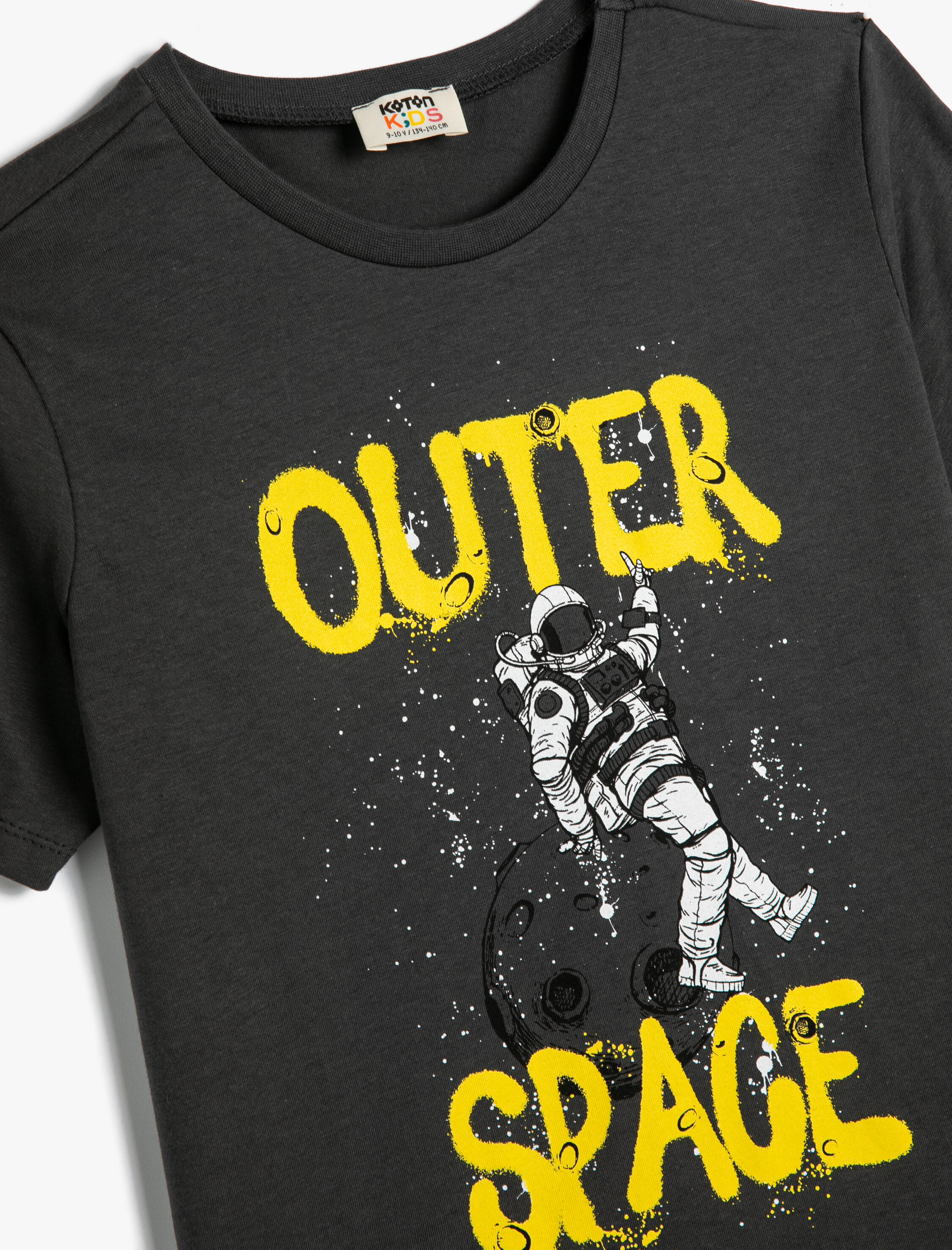  Erkek Çocuk Uzay Temalı Tişört Kısa Kollu Bisiklet Yaka Pamuklu