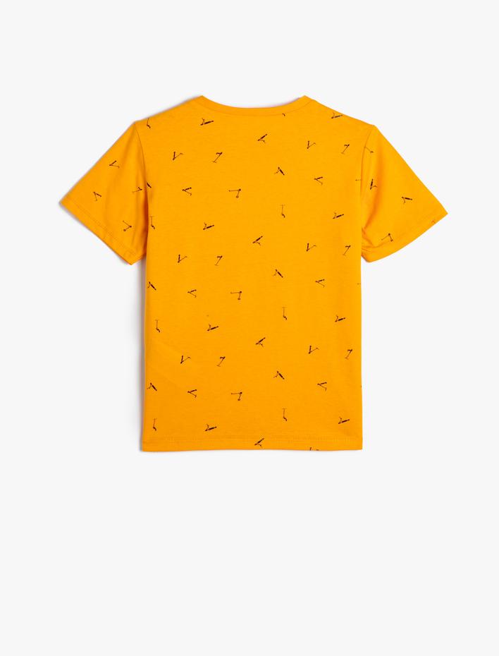 Erkek Çocuk Tişört Kısa Kollu Scooter Grafik Baskılı Bisiklet Yaka Pamuklu