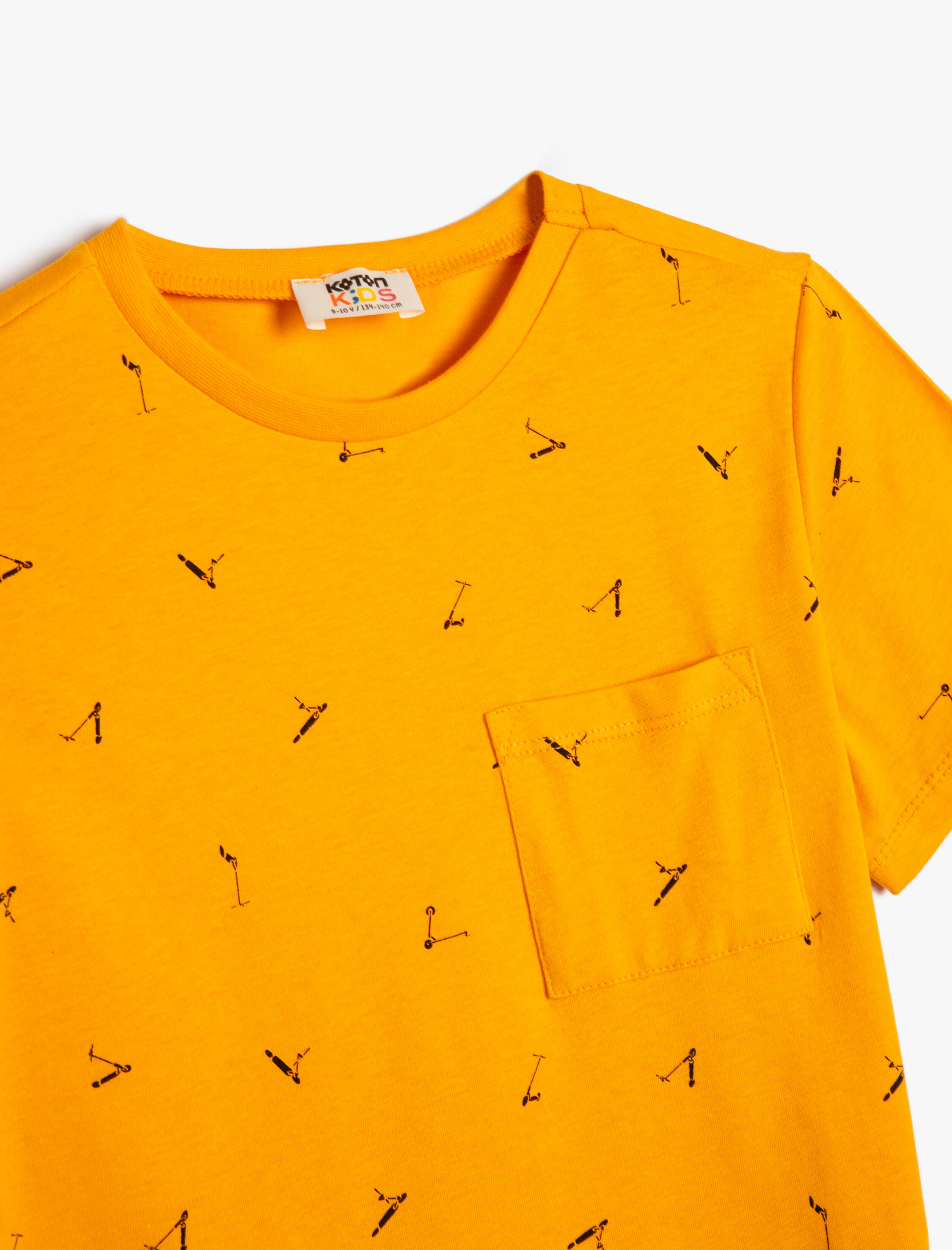  Erkek Çocuk Tişört Kısa Kollu Scooter Grafik Baskılı Bisiklet Yaka Pamuklu