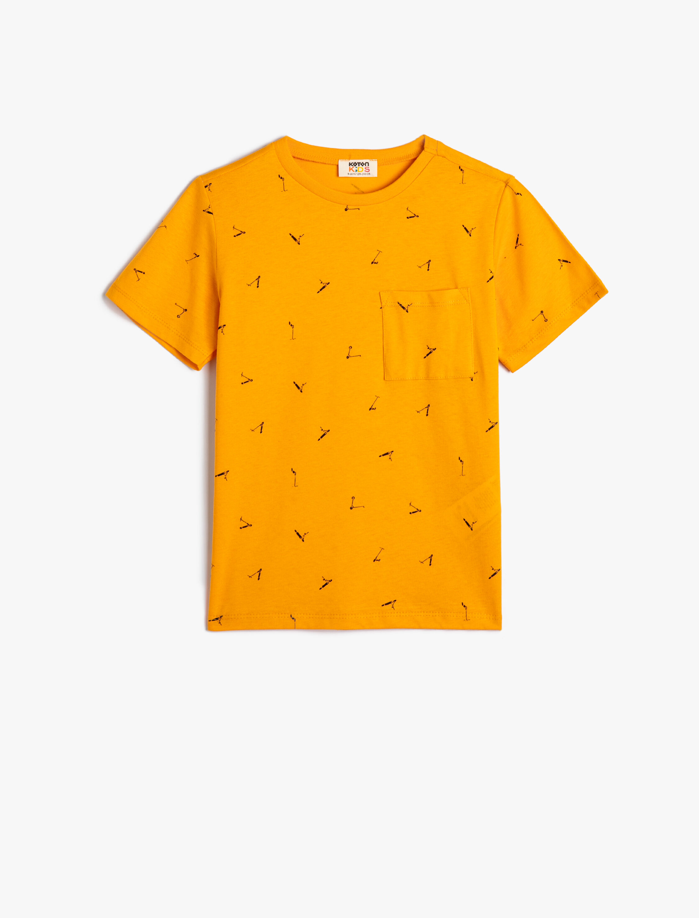  Erkek Çocuk Tişört Kısa Kollu Scooter Grafik Baskılı Bisiklet Yaka Pamuklu