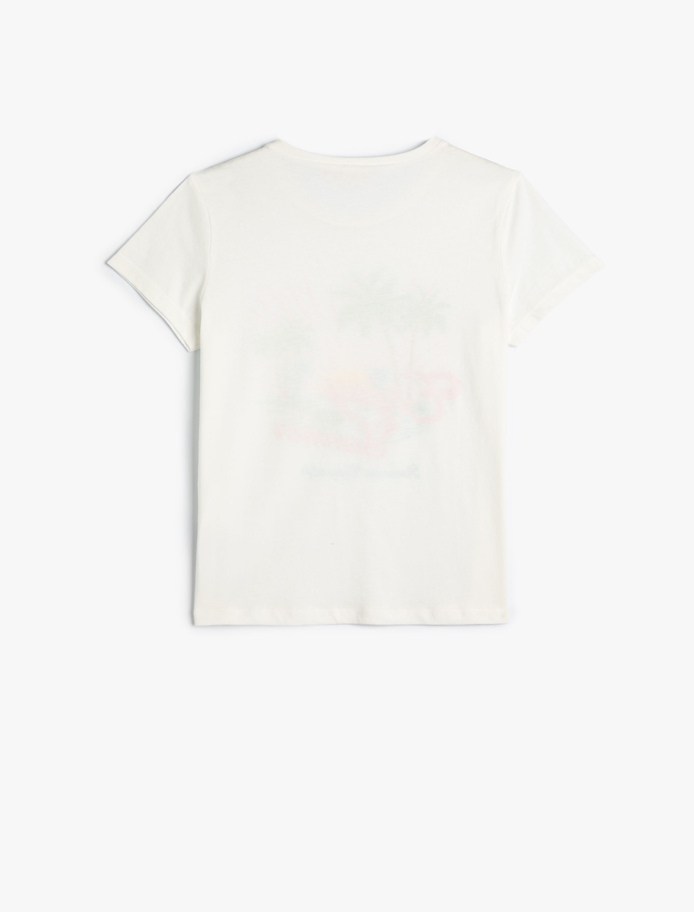  Kız Çocuk Tişört Yaz Temalı Kısa Kollu Bisiklet Yaka Pamuklu