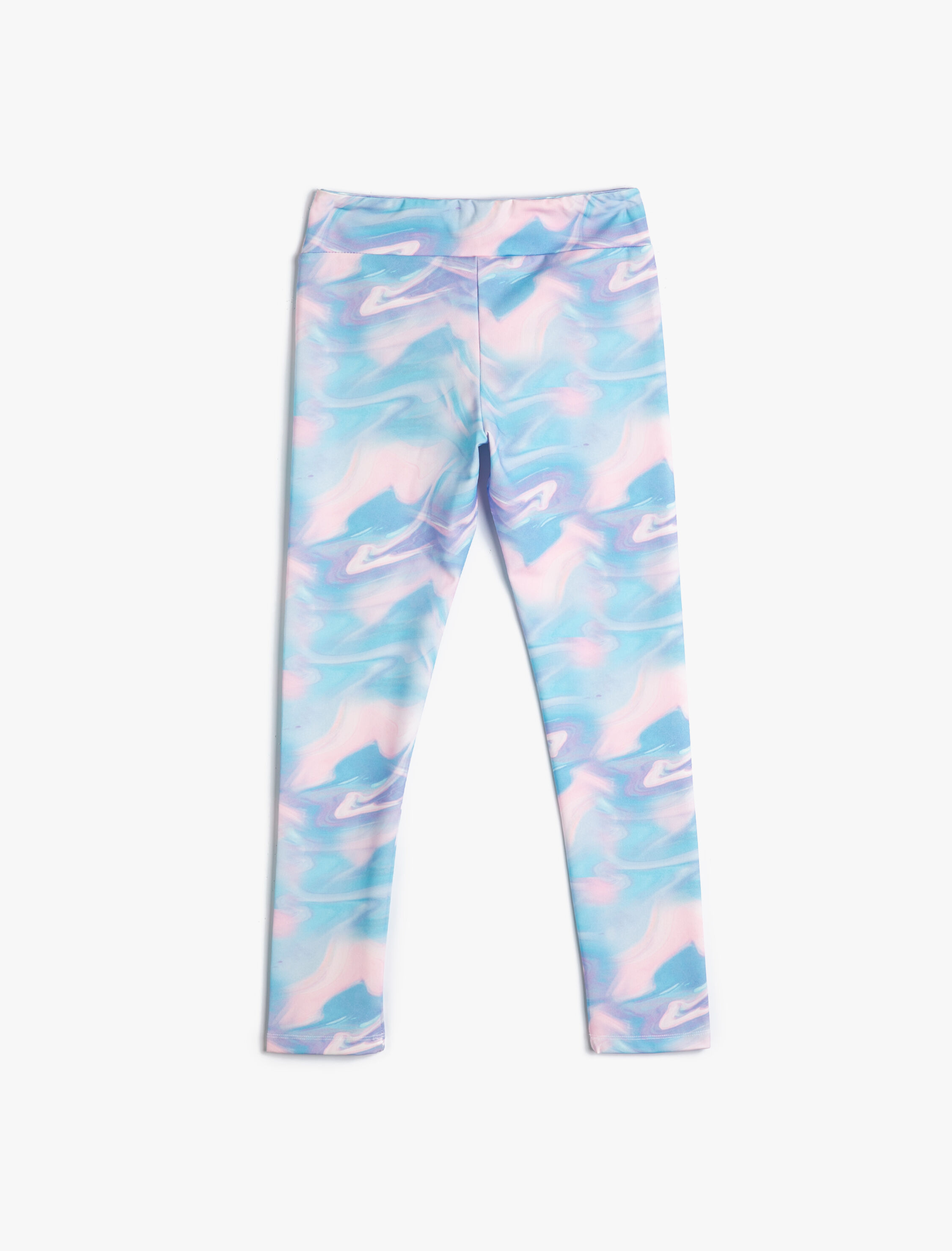  Kız Çocuk Sporcu Tayt Beli Lastikli Soyut Desenli