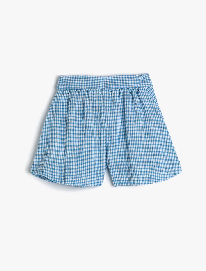 Kız Çocuk Şort Beli Bağlamalı Düğme Detaylı