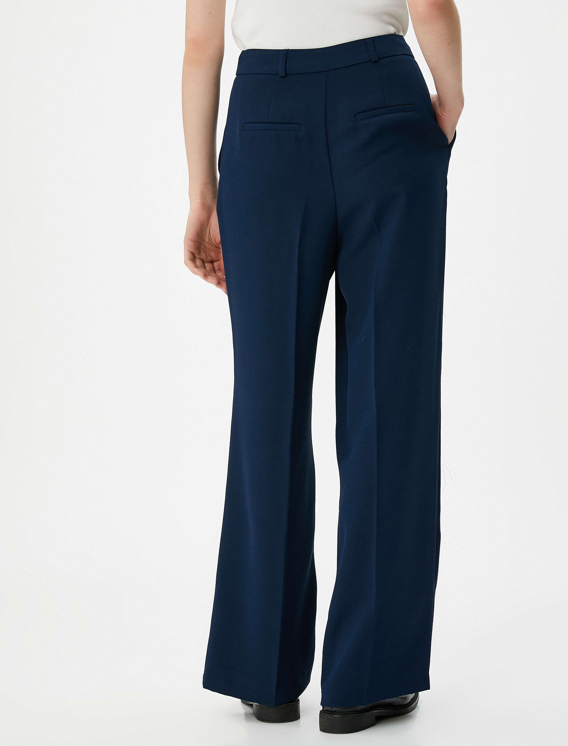   Palazzo Pantolon Yüksek Bel Düz Paça Düğmeli