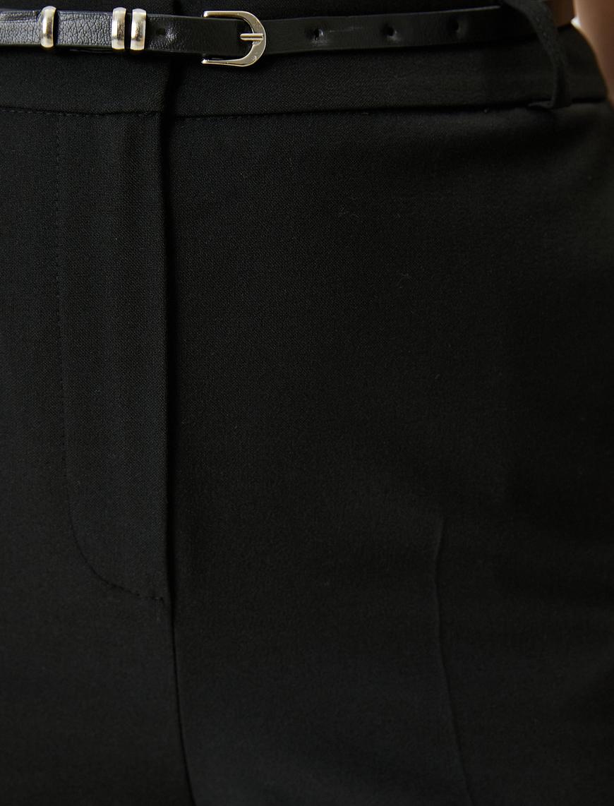   Kumaş Cigarette Pantolon Kemer Detaylı Yüksek Bel