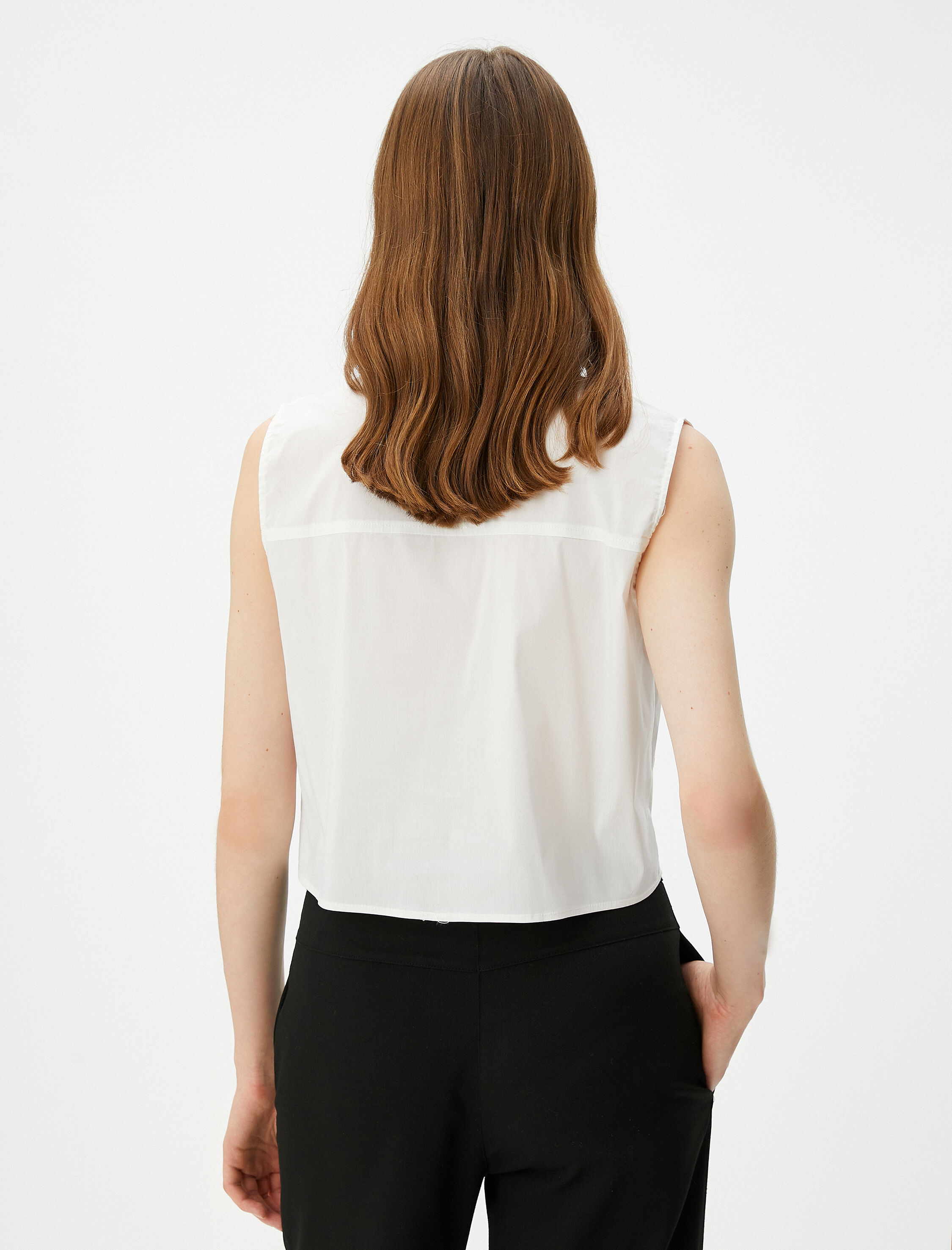   Crop Gömlek Kargo Cepli Kolsuz Düğmeli