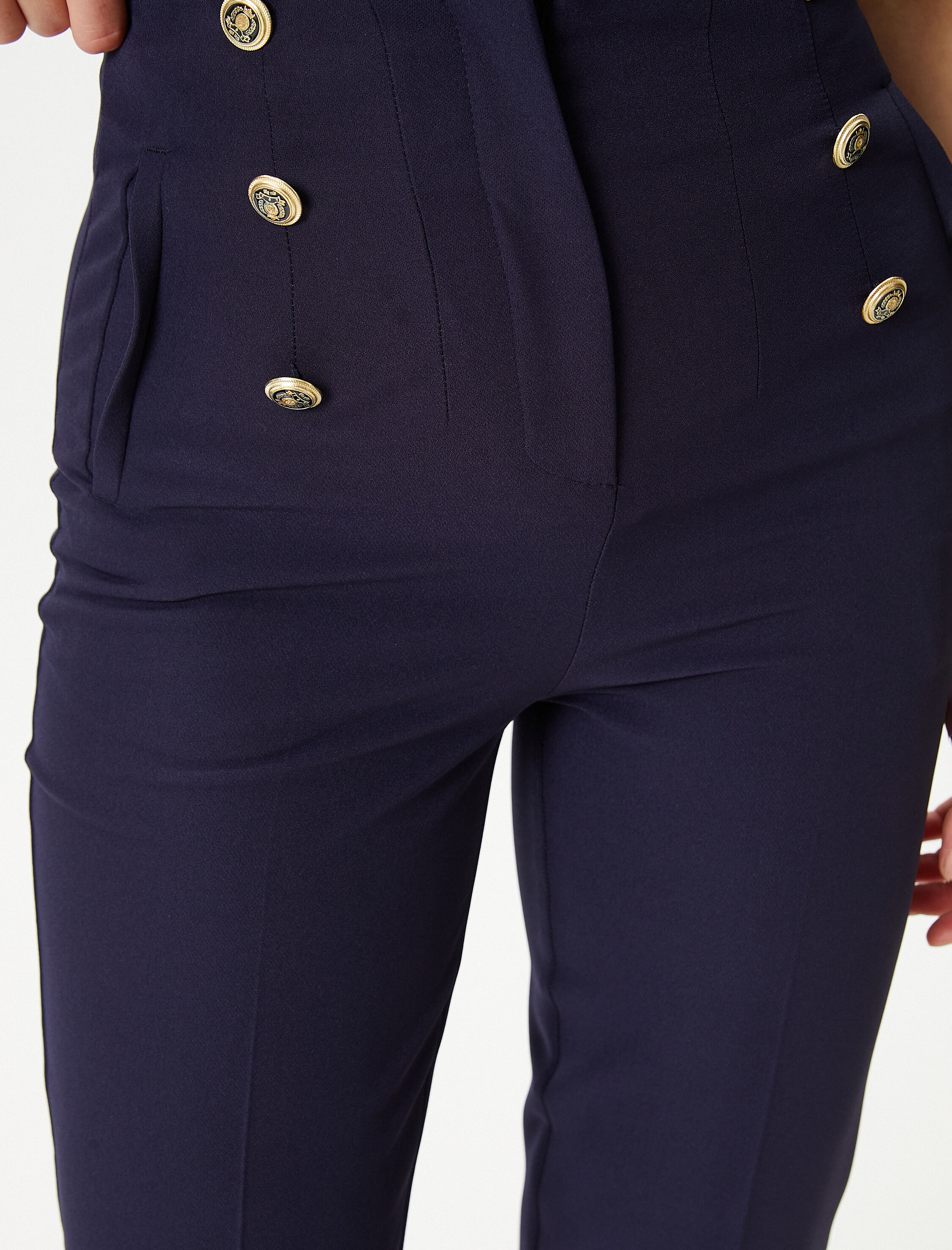   Kumaş Cigarette Pantolon Gold Düğmeli Cepli Normal Bel