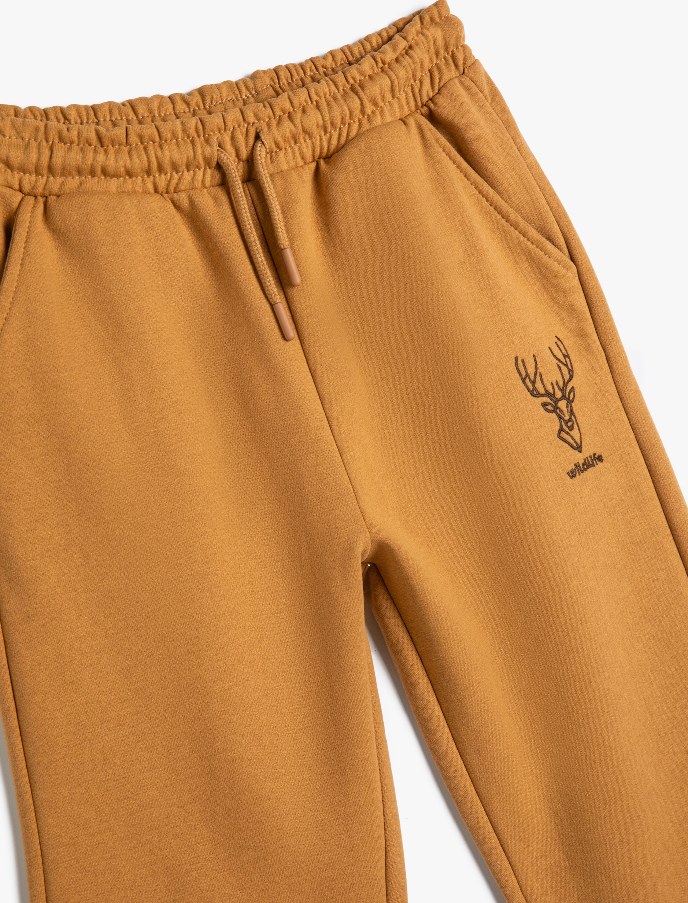  Erkek Çocuk Jogger Eşofman Altı Geyik Baskılı Beli Bağlamalı Şardonlu