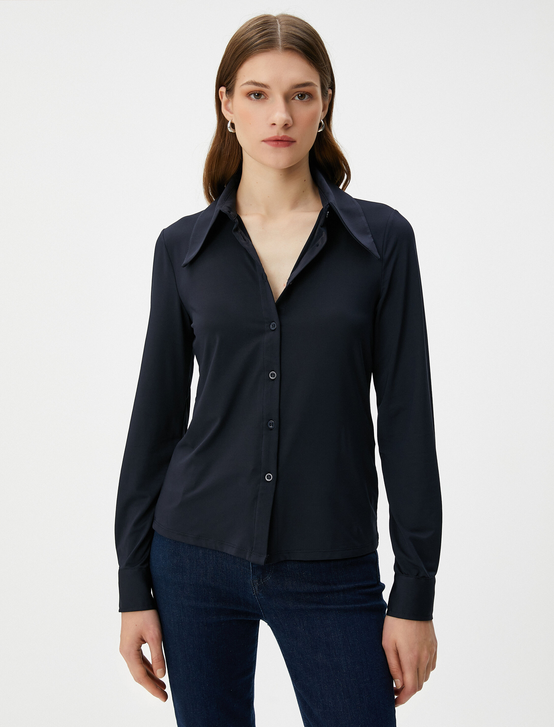   Melis Ağazat X Koton - Uzun Kollu Slim Fit Gömlek