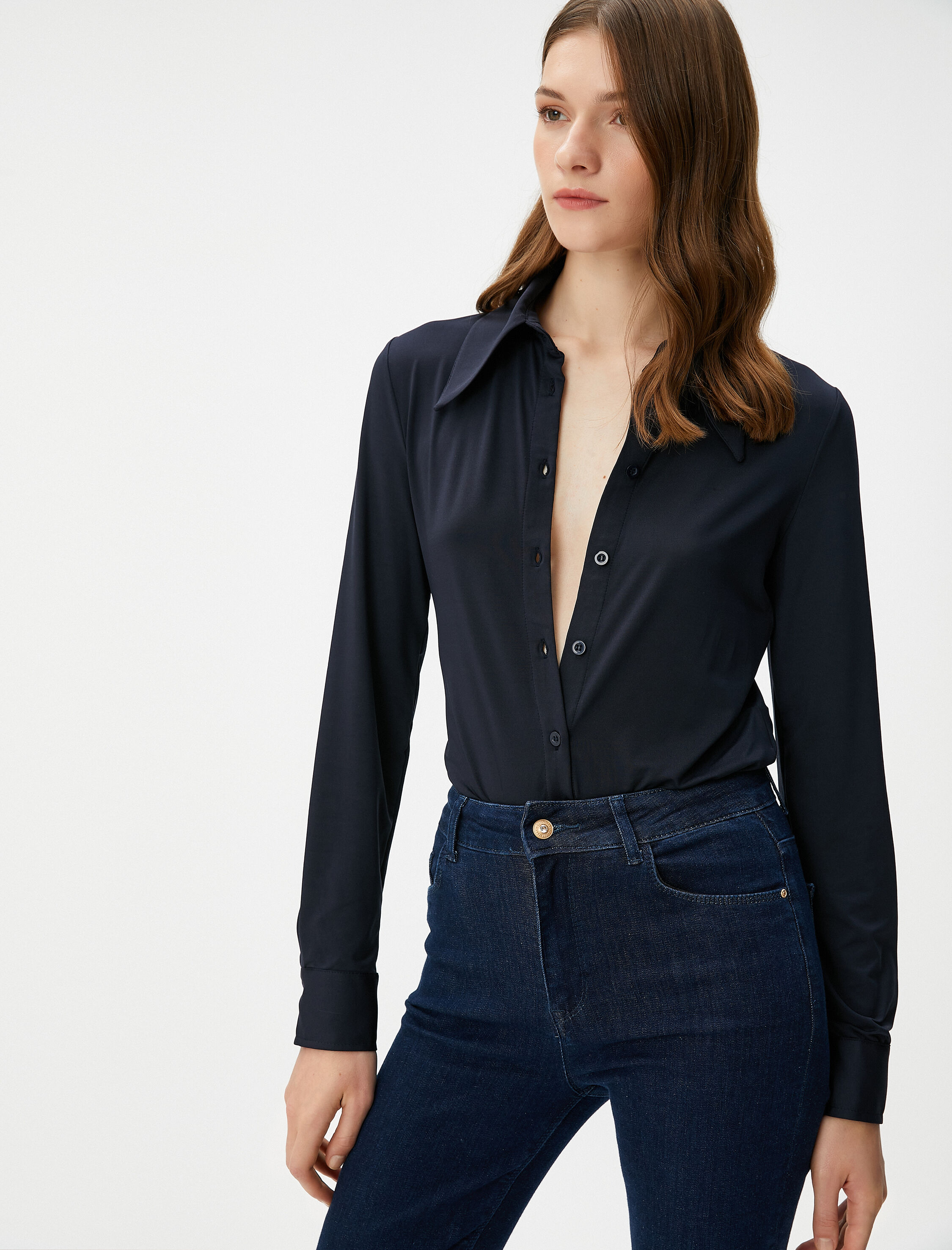   Melis Ağazat X Koton - Uzun Kollu Slim Fit Gömlek