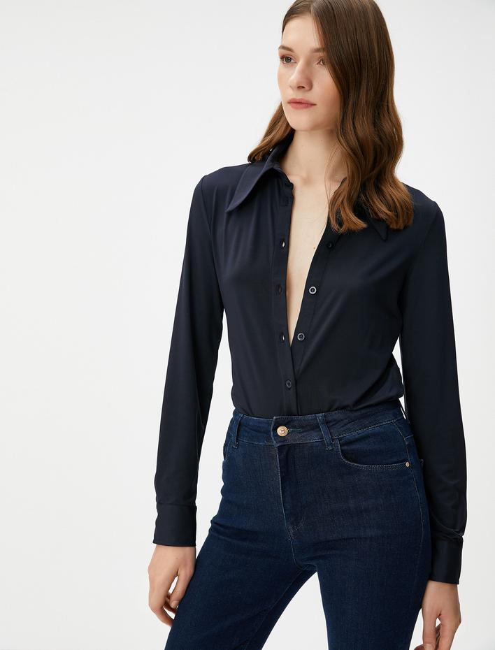  Melis Ağazat X Koton - Uzun Kollu Slim Fit Gömlek