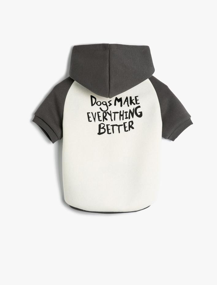  Şardonlu Kapşonlu Köpek Sweatshirt Renk Bloklu Baskılı Pamuk Karışımlı Antibakteriyel Kumaş