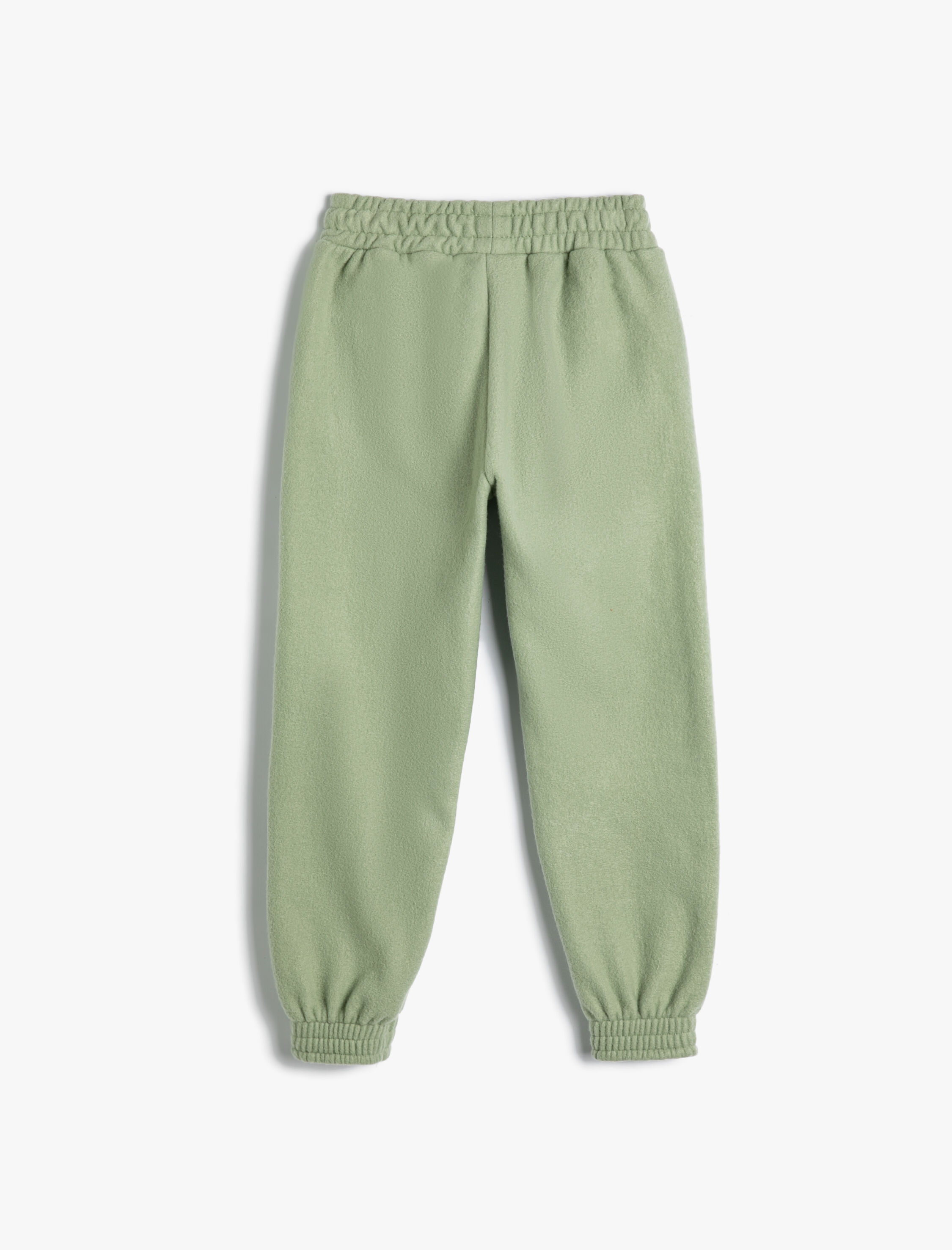  Kız Çocuk Polar Jogger Eşofman Altı Aplikeli Cepli Beli Lastikli Şardonlu