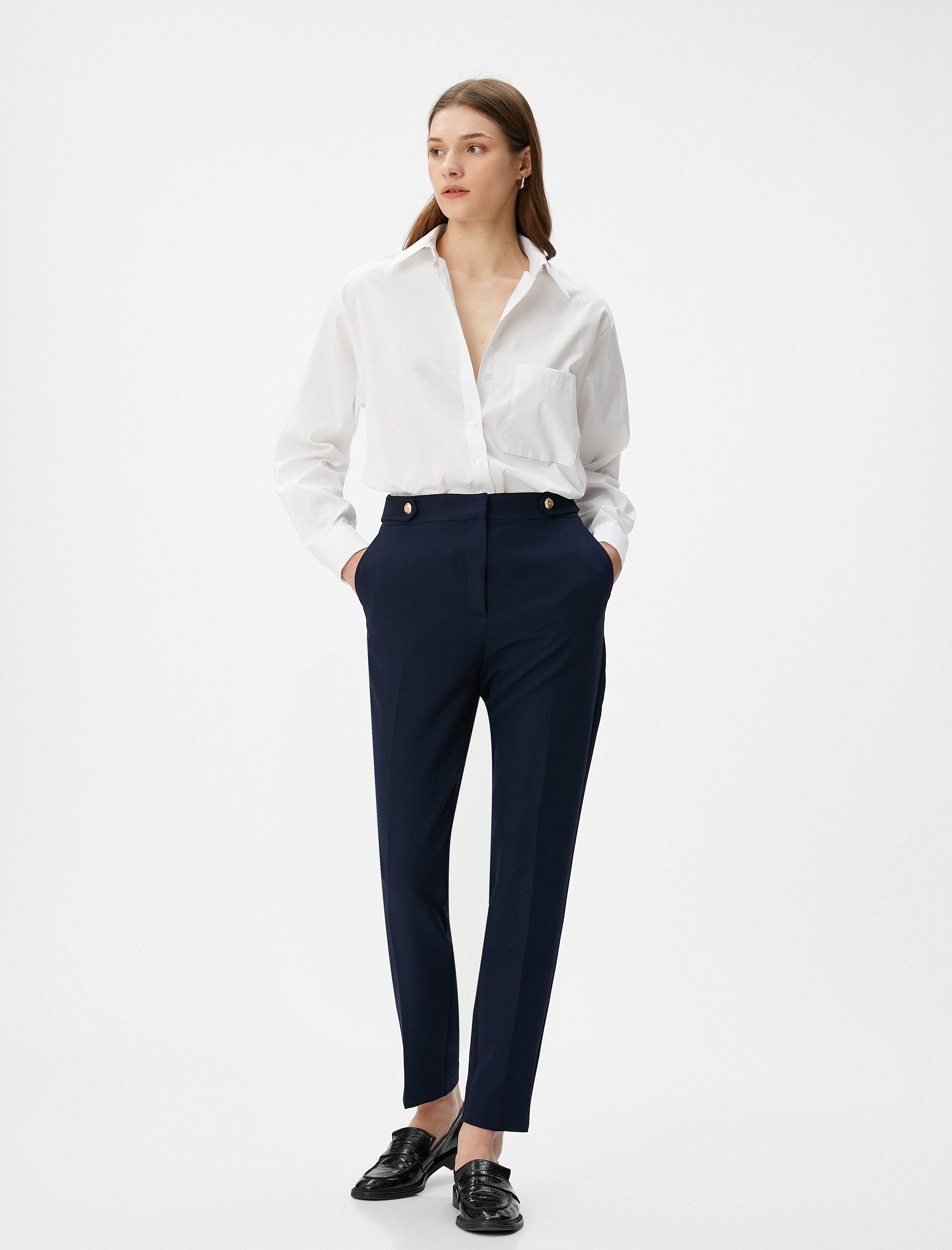 Oversize Gömlek Uzun Kollu Düğmeli Cepli