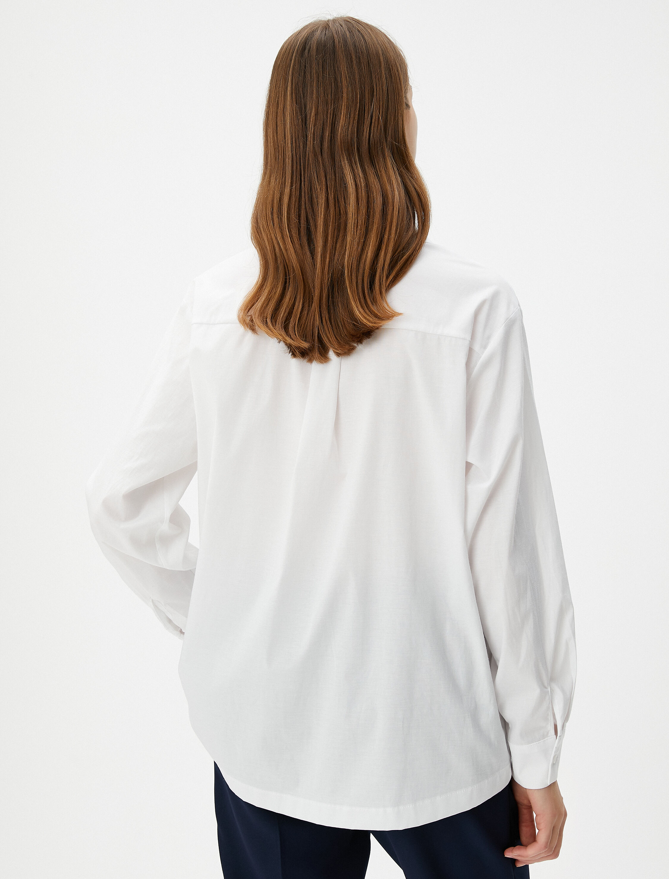 Oversize Gömlek Uzun Kollu Düğmeli Cepli