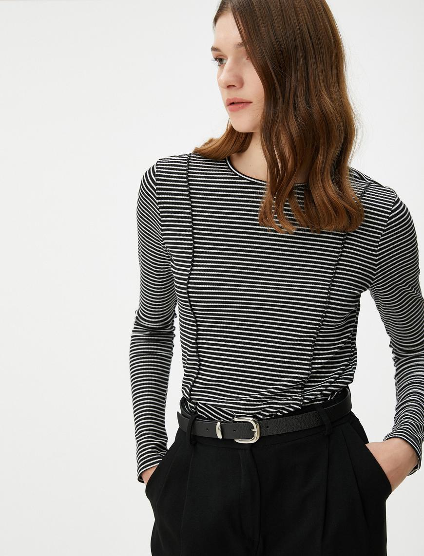   Uzun Kollu Tişört Bisiklet Yaka Slim Fit