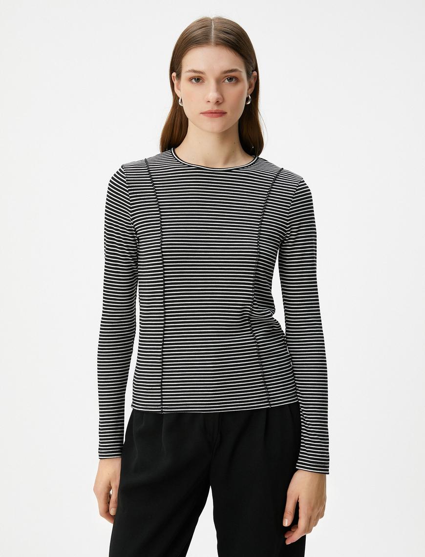   Uzun Kollu Tişört Bisiklet Yaka Slim Fit