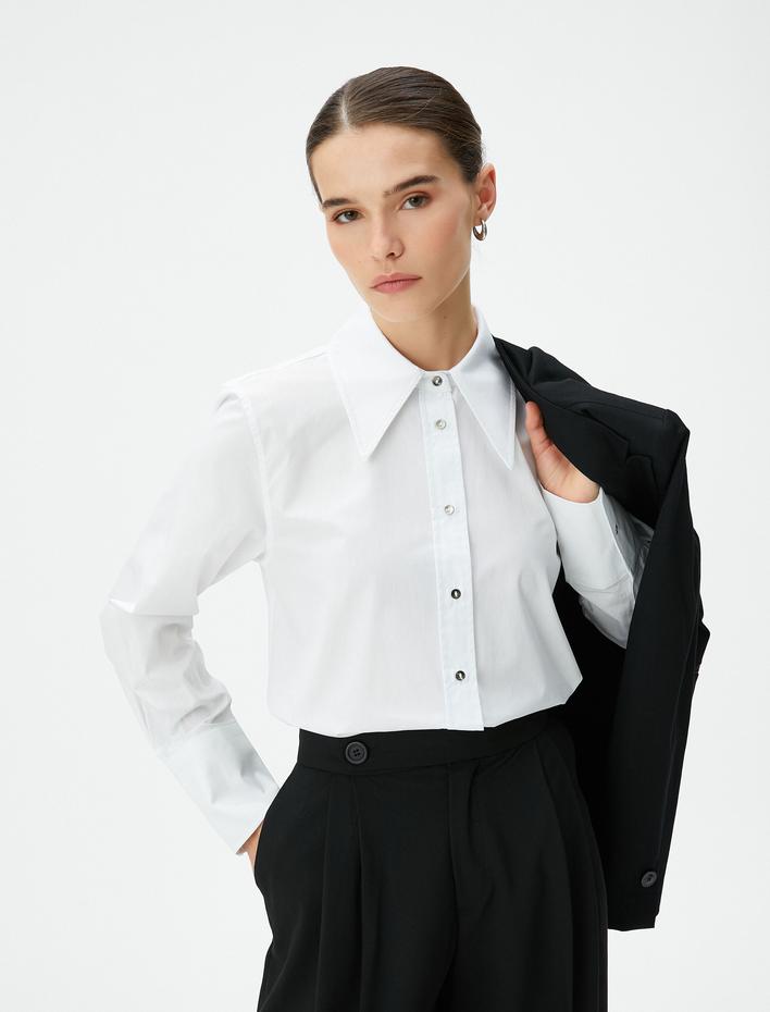  Klasik Poplin Gömlek Uzun Kollu Düğmeli Regular Fit Pamuklu