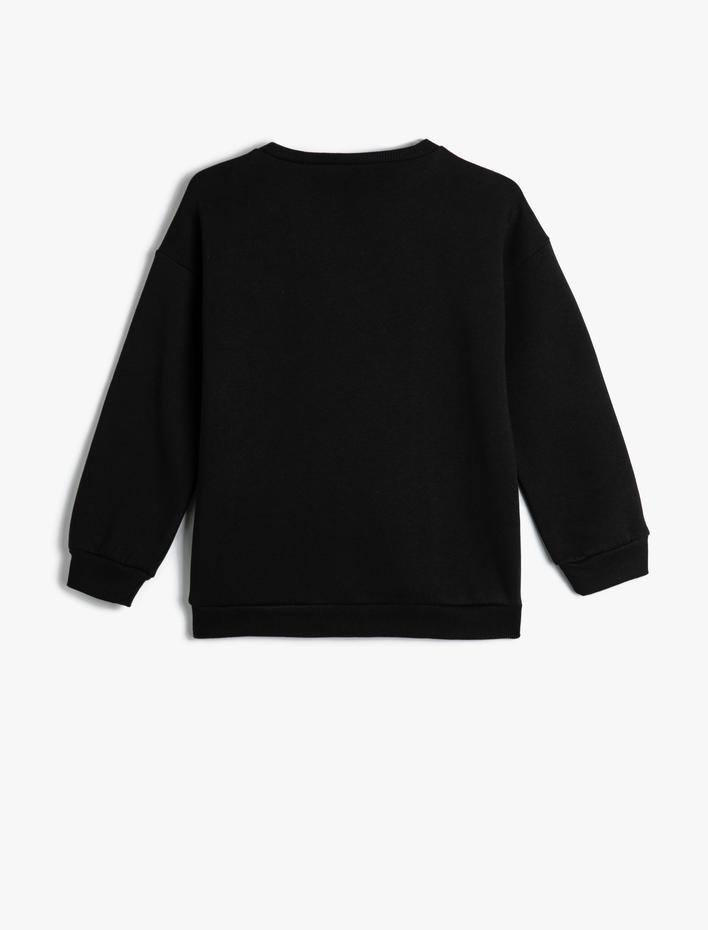 Kız Çocuk Anime Baskılı Sweatshirt Bisiklet Yaka Şardonlu