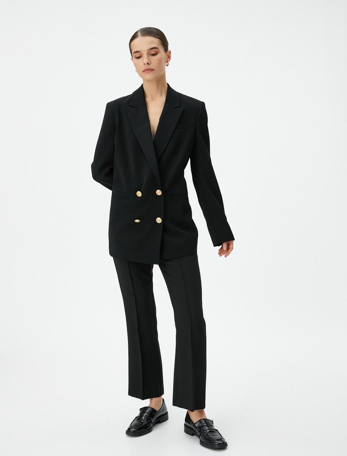  Kumaş Culotte Pantolon Yüksek Bel Nervürlü