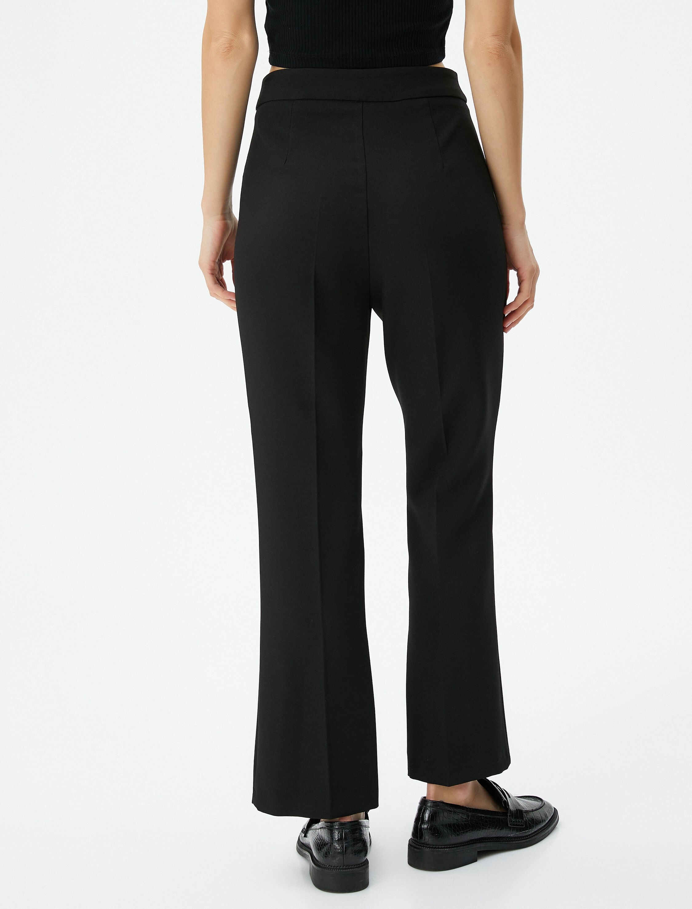   Kumaş Culotte Pantolon Yüksek Bel Nervürlü