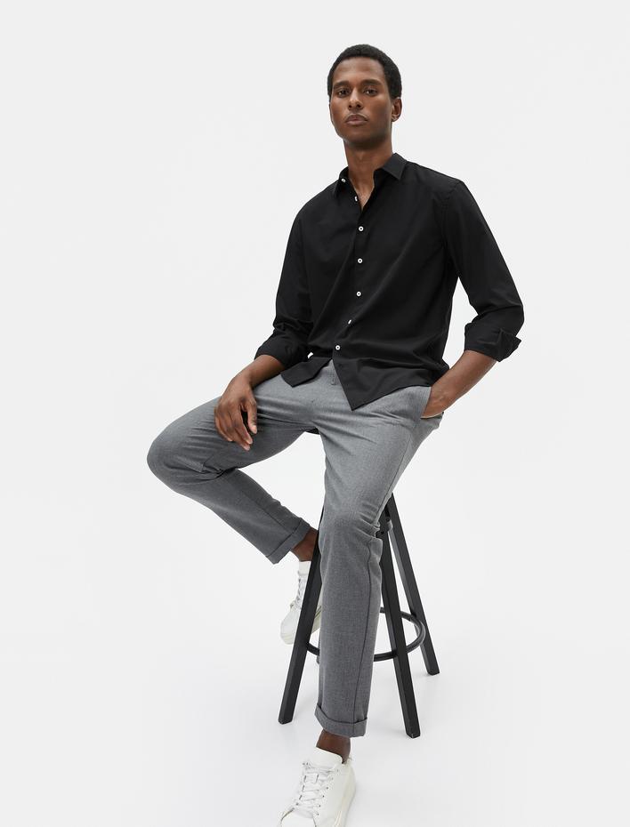  Klasik Gömlek Slim Fit Uzun Kollu Düğmeli