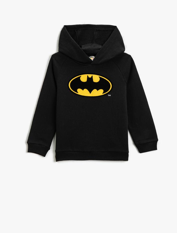 Erkek Çocuk Batman Baskılı Kapüşonlu Sweatshirt Lisanslı