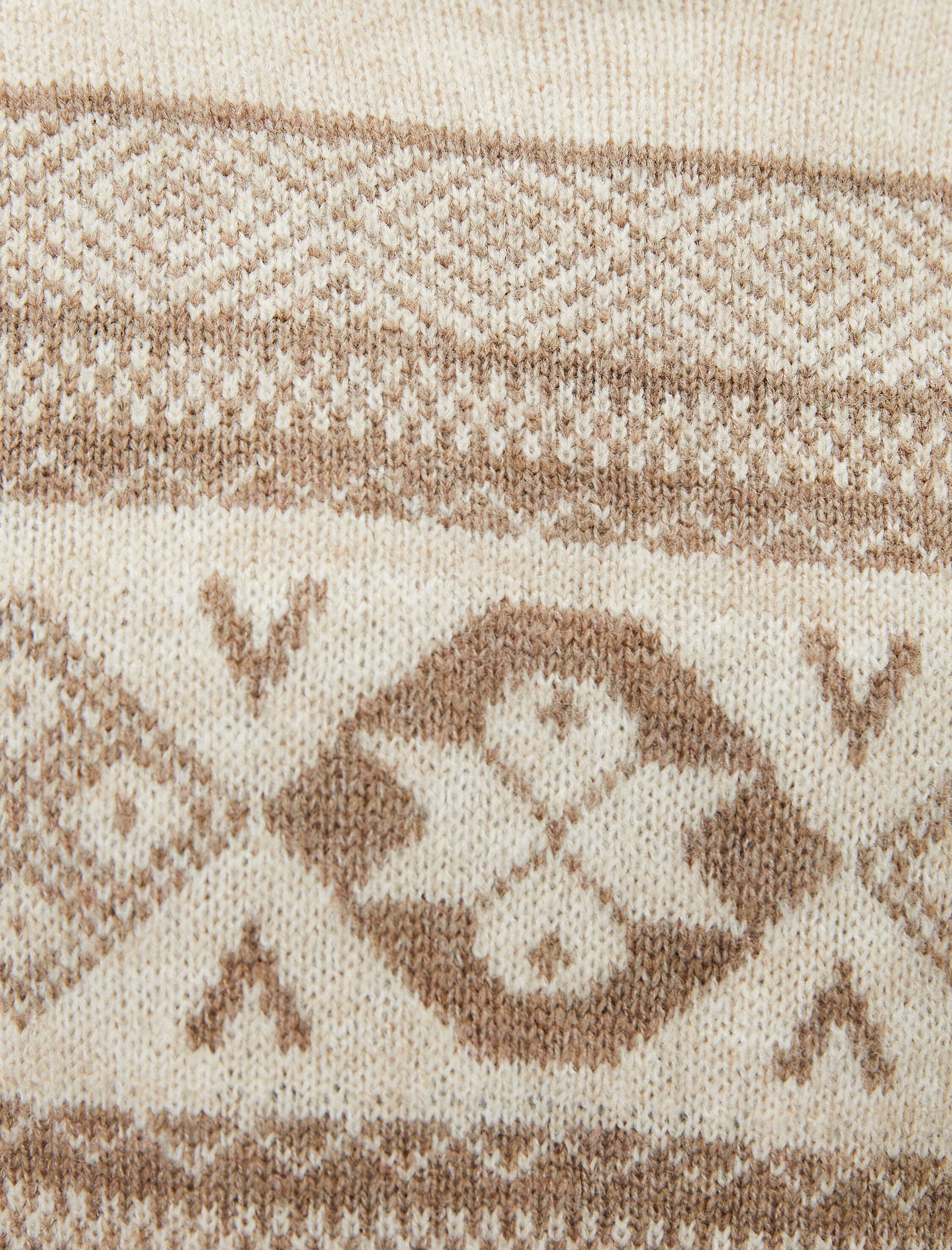   Akrilik Karışımlı Kazak Etnik Desenli Bisiklet Yaka