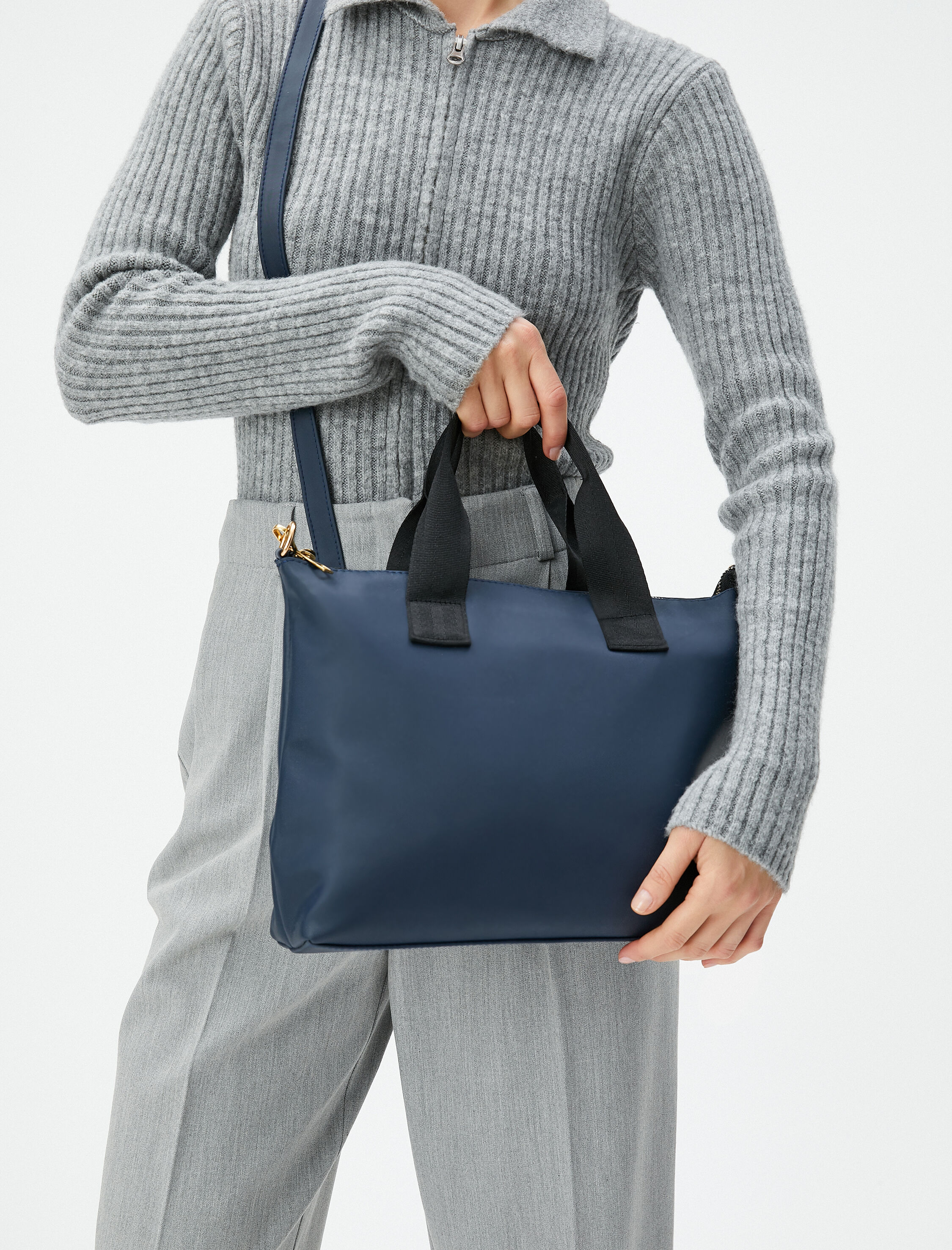  Kadın Tote Çanta Suni Deri Askılı Fermuarlı