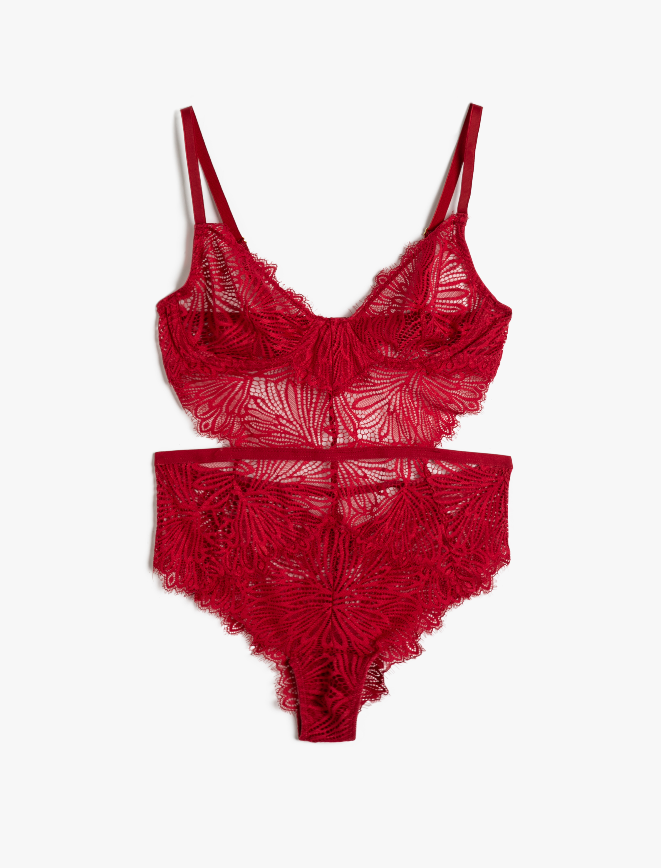   Dantelli Bodysuit Balenli İnce Askılı