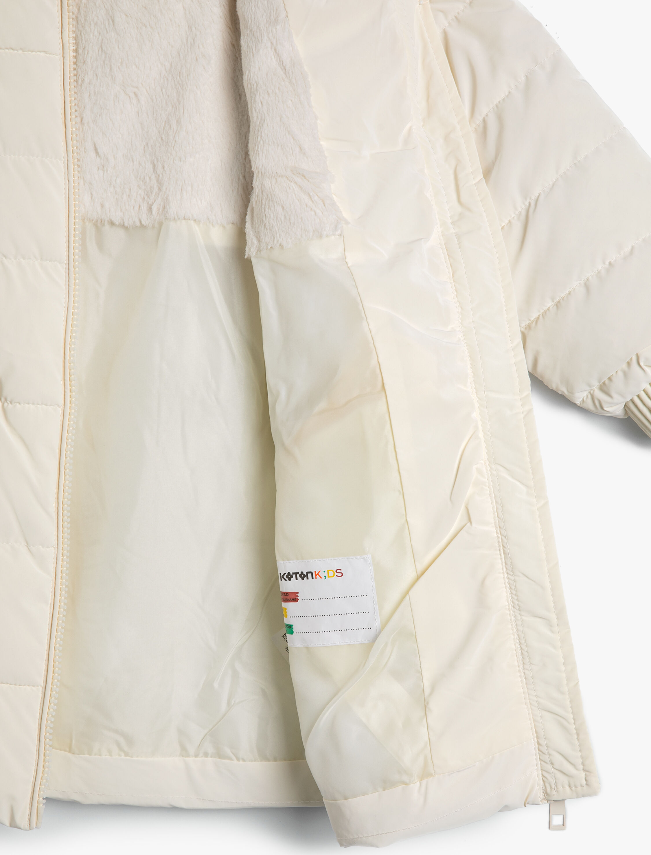  Kız Çocuk Uzun Şişme Mont Peluş Kapşonlu Kemer Detaylı Cepli