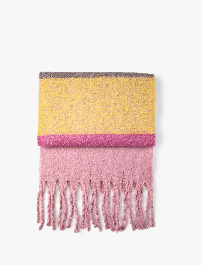 Kadın Yumuşak Püsküllü Çok renkli  Atkı