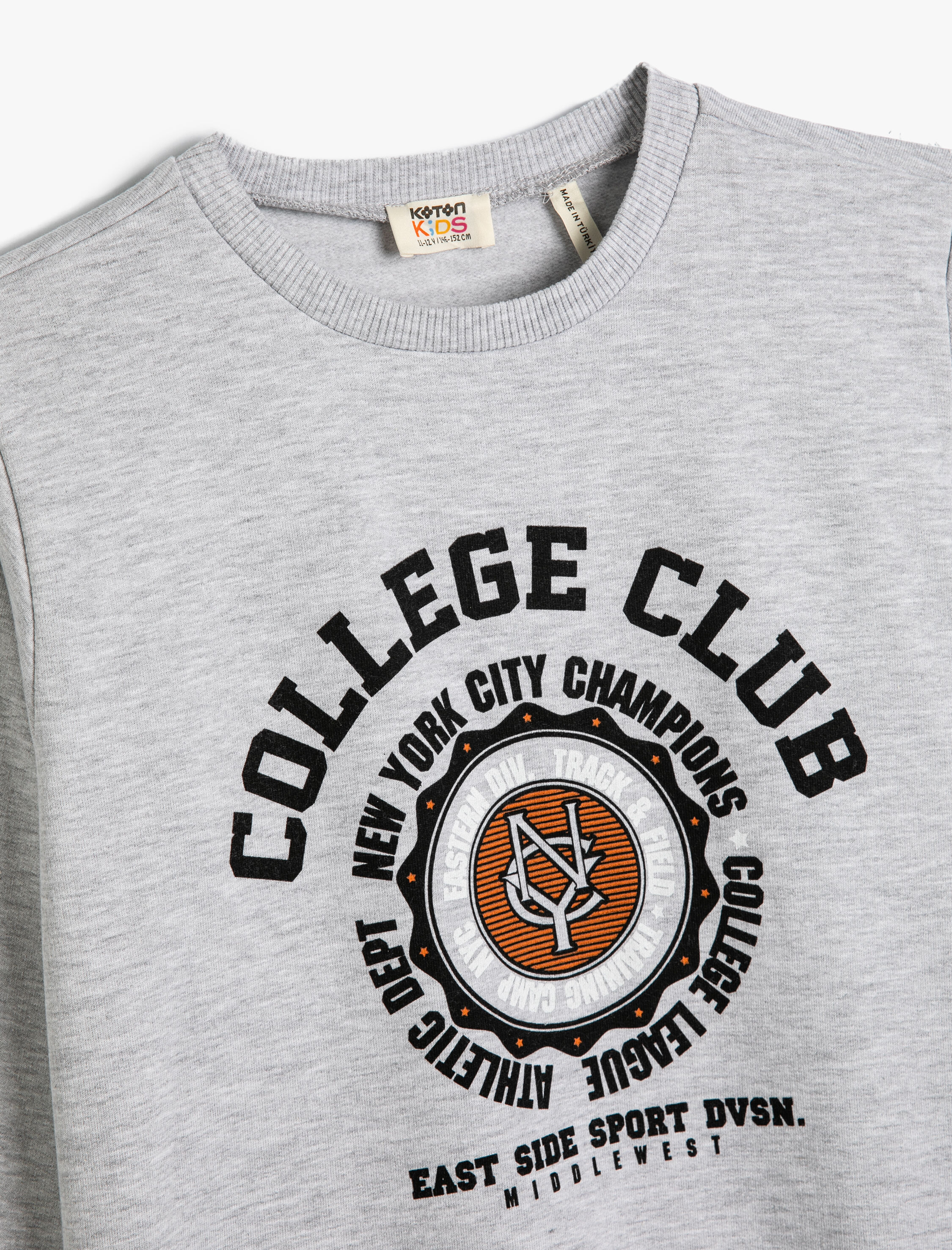  Erkek Çocuk Kolej Sweatshirt Uzun Kollu Bisiklet Yaka Şardonlu