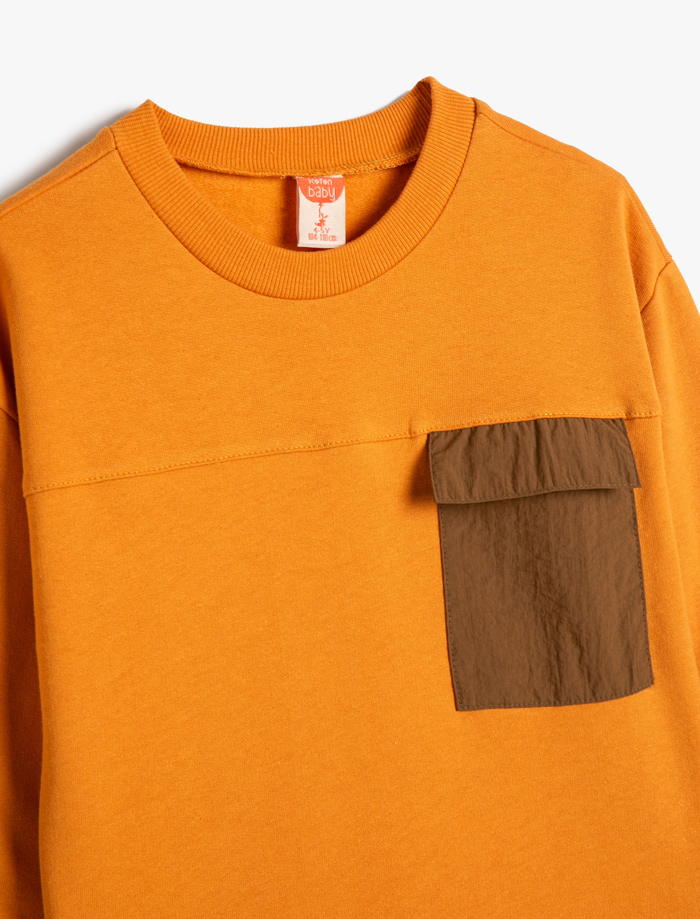  Erkek Bebek Sweatshirt Uzun Kollu Bisiklet Yaka Cep Detaylı Şardonlu Pamuklu