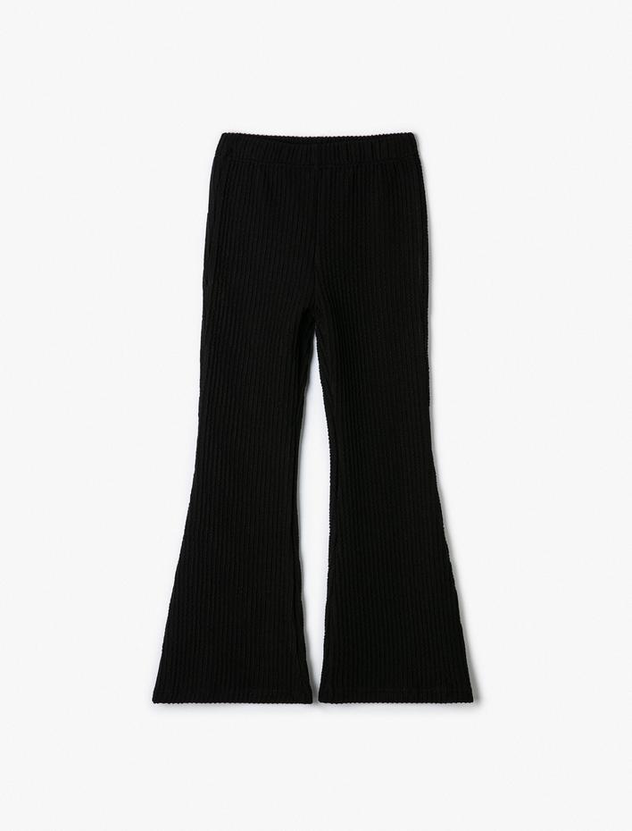 Kız Çocuk İspanyol Paça Pantolon Fitilli Beli Lastikli