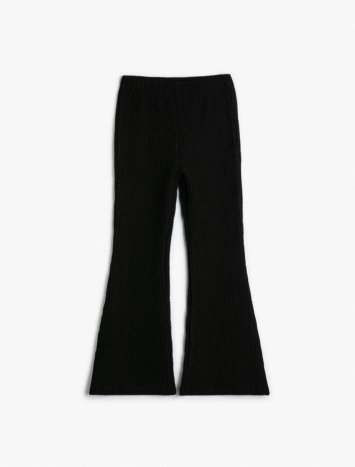 Kız Çocuk İspanyol Paça Pantolon Fitilli Beli Lastikli
