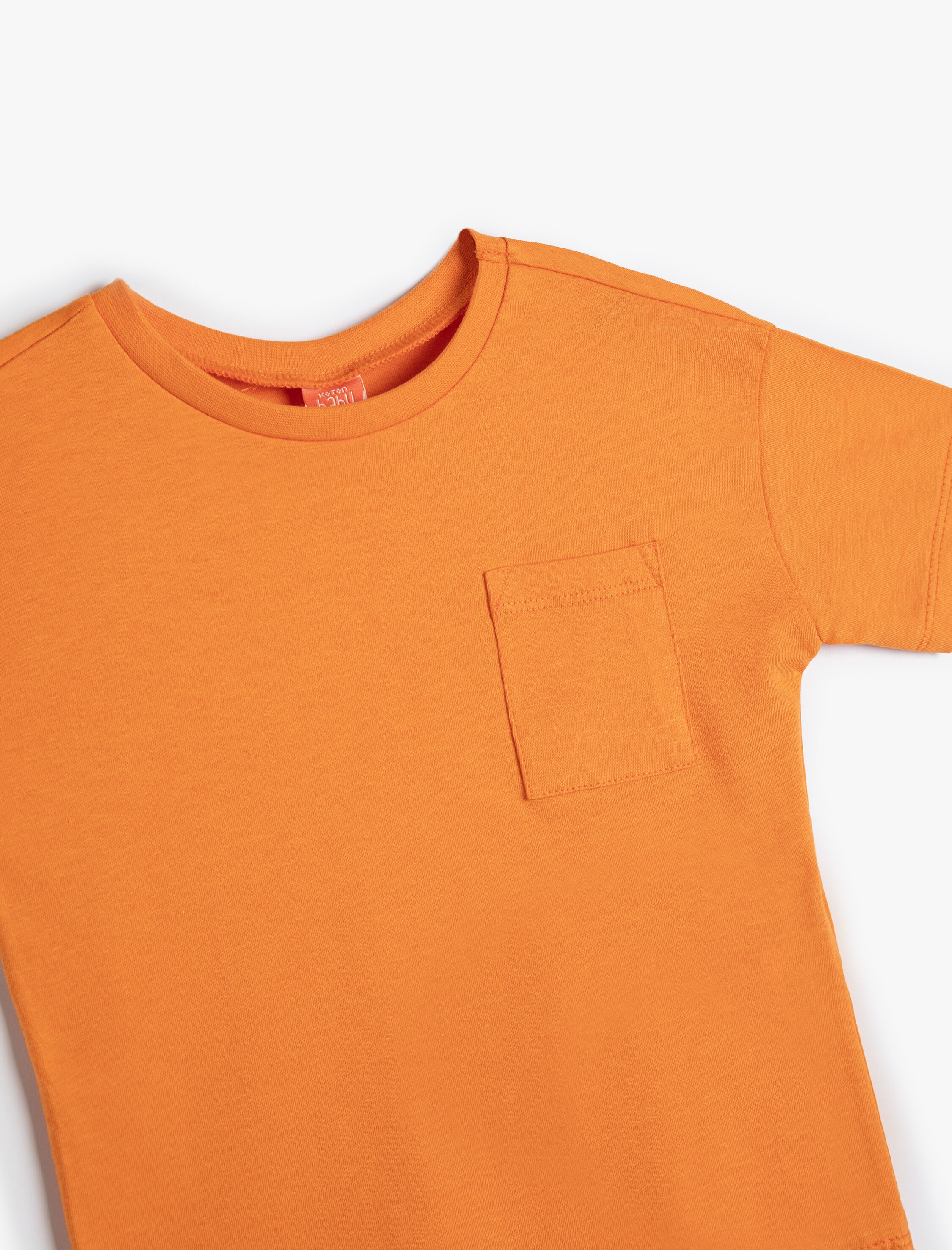  Erkek Bebek Basic Tişört Kısa Kollu Cep Detaylı Pamuklu