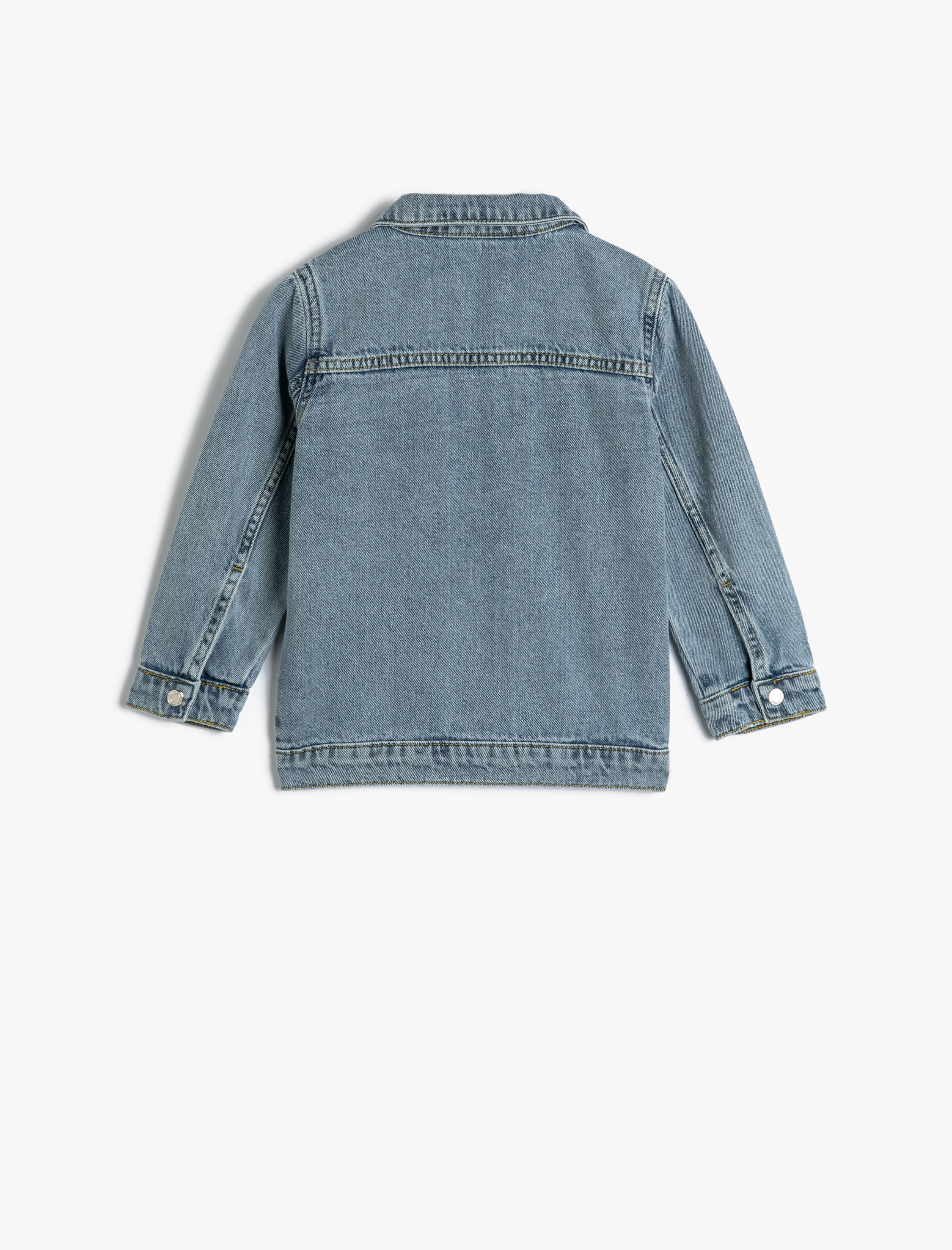 Erkek Bebek Kot Ceket Uzun Kollu Kapaklı Ön Cepli Pamuklu